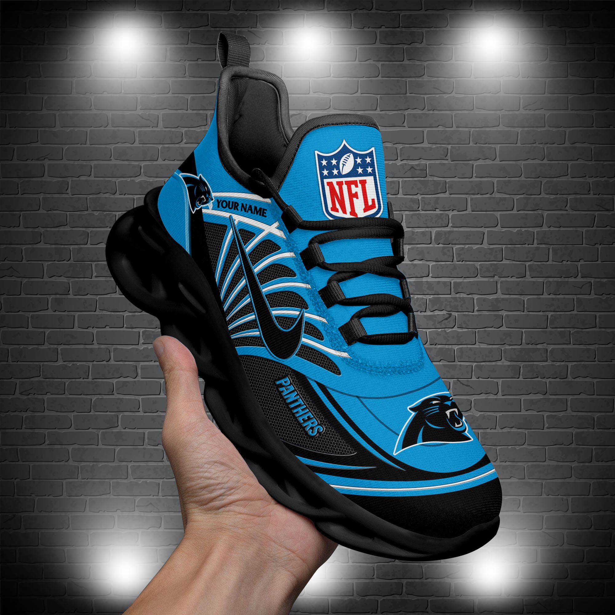 Carolina Panthers Black Max Soul Shoes 2026 Versions Custom Name 898