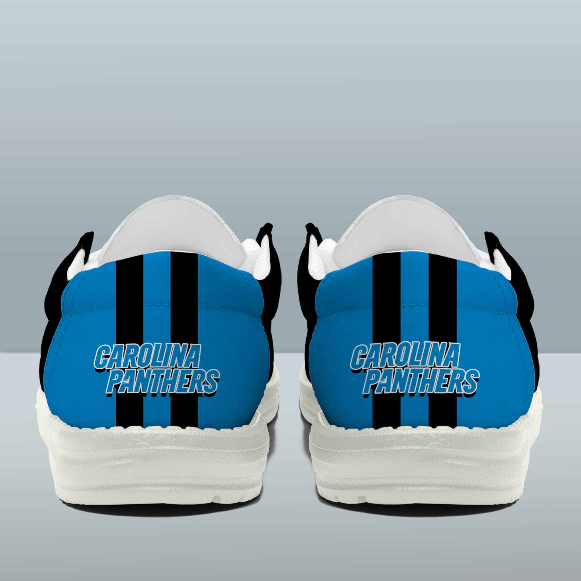 Carolina Panthers Team White Canvas Loafer Shoes Personalized Your Name