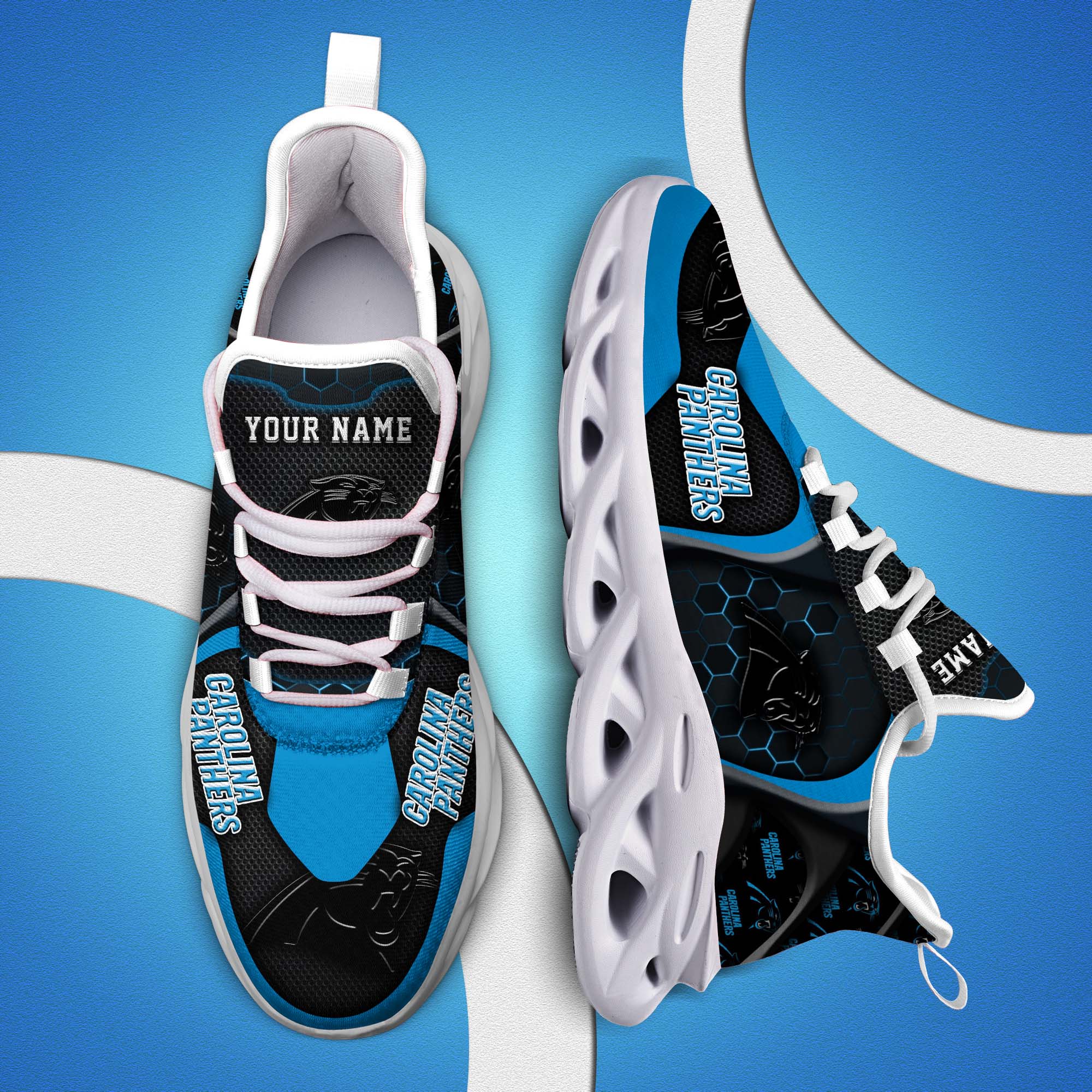 Carolina Panthers White C Sneakers 2026 Version Personalized Your Name 432
