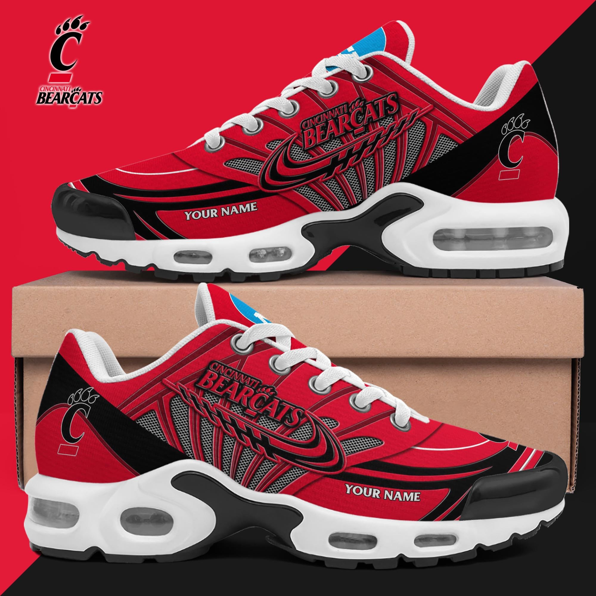 Cincinnati Bearcats Personalized TN Air Max Shoes Air Cushion Sneakers
