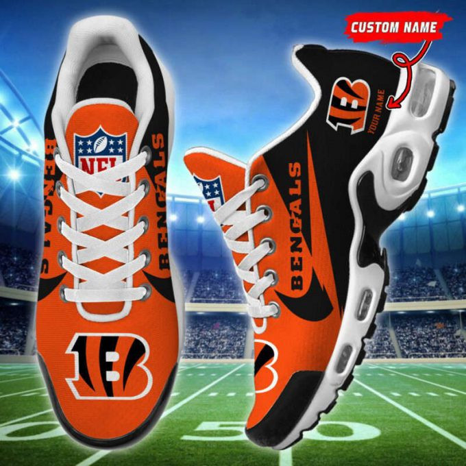 Cincinnati Bengals Custom Name Orange/Black Air Max Shoes Air Cushion Sneakers