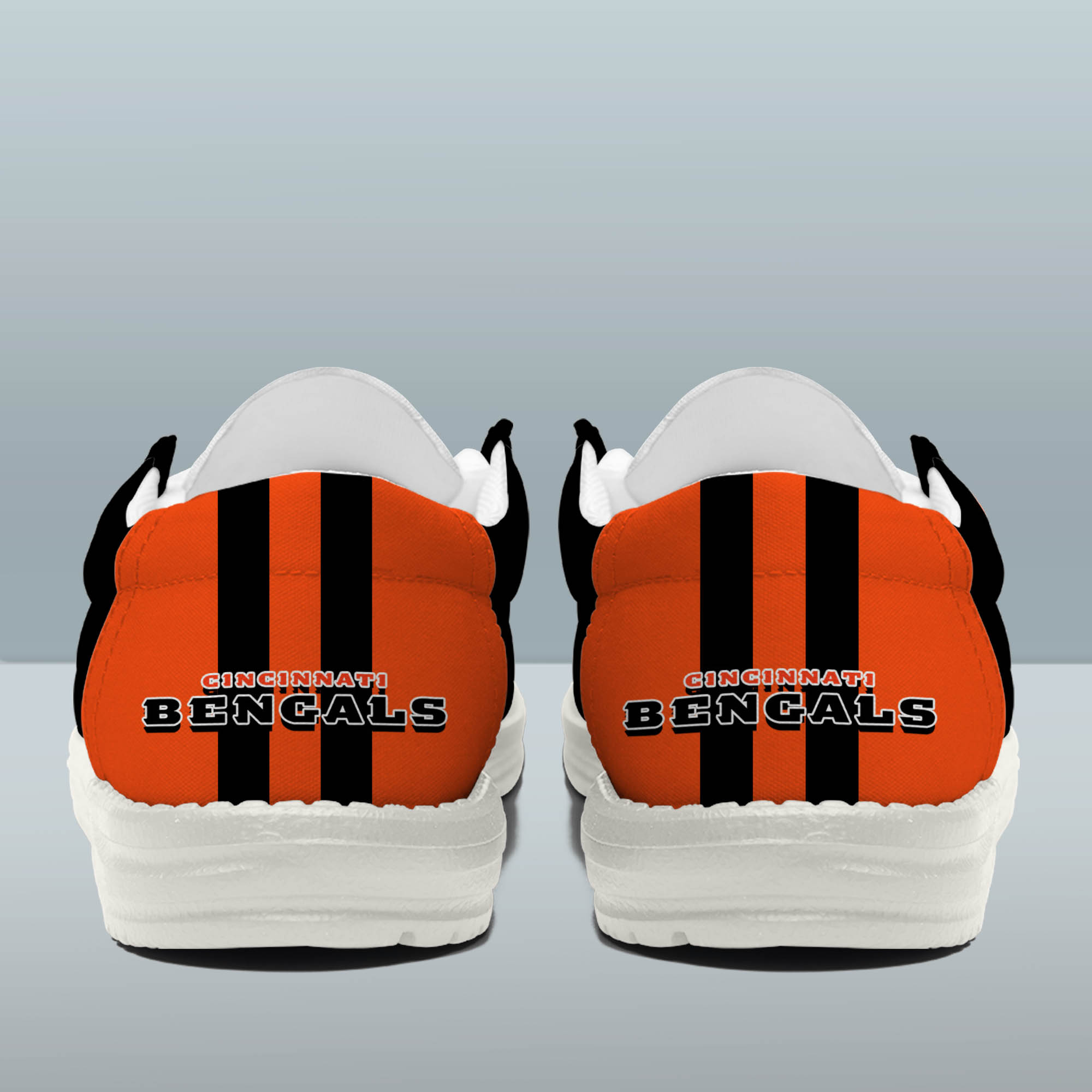 Cincinnati Bengals Team White Canvas Loafer Shoes Personalized Your Name