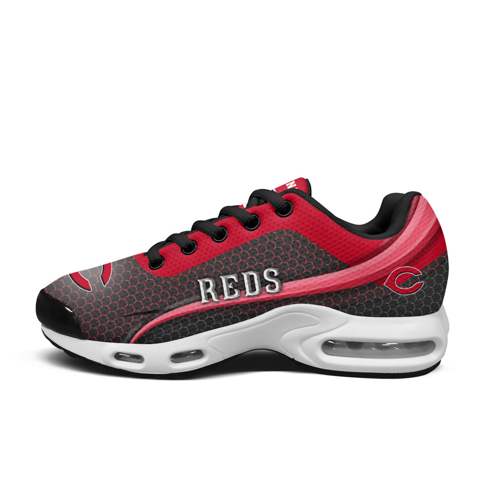 Cincinnati Reds Personalized Name Team Colors Wave Line Beehive Pattern TN Air Max Shoes Air Cushion Sneakers