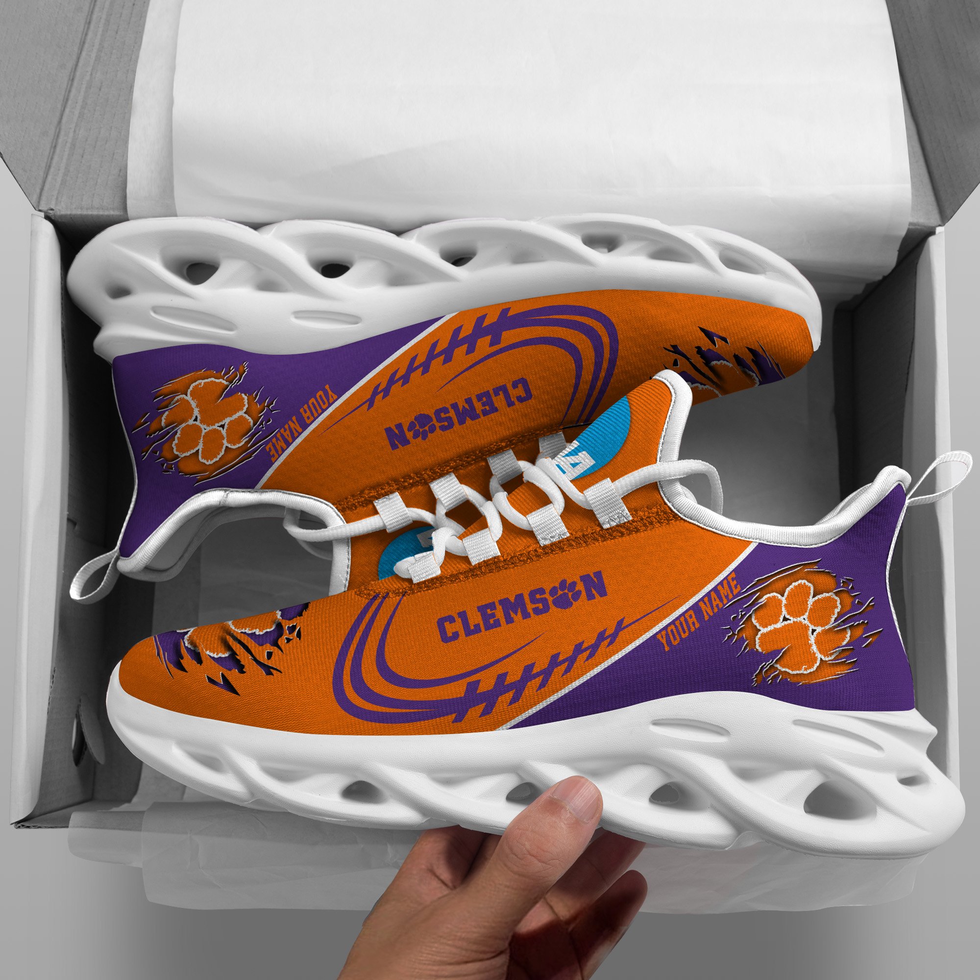 Clemson Tigers Black Max Soul Shoes 2026 Versions Custom Name 016