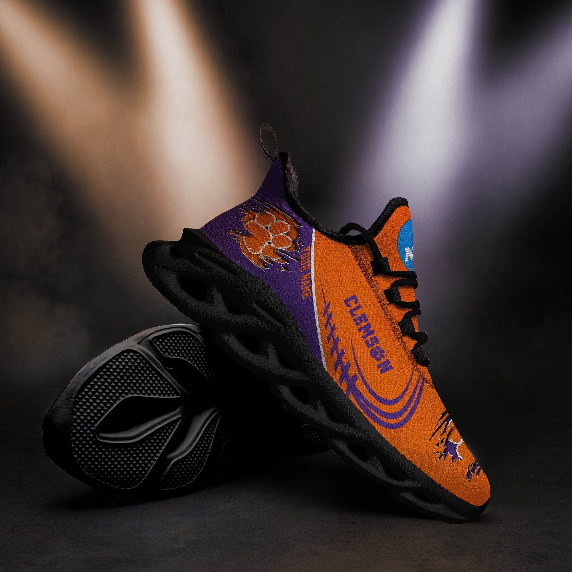 Clemson Tigers Black Max Soul Shoes 2026 Versions Custom Name 016