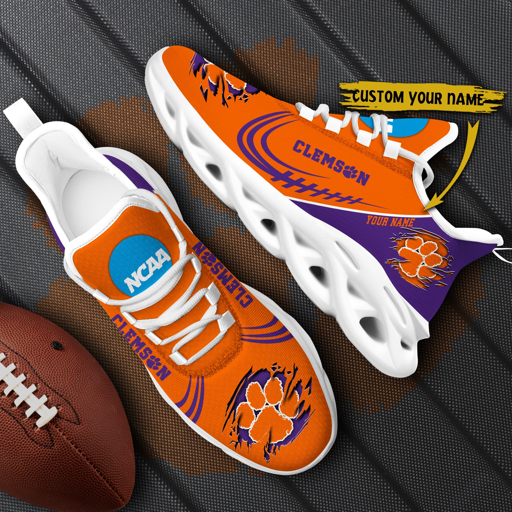 Clemson Tigers Black Max Soul Shoes 2026 Versions Custom Name 016