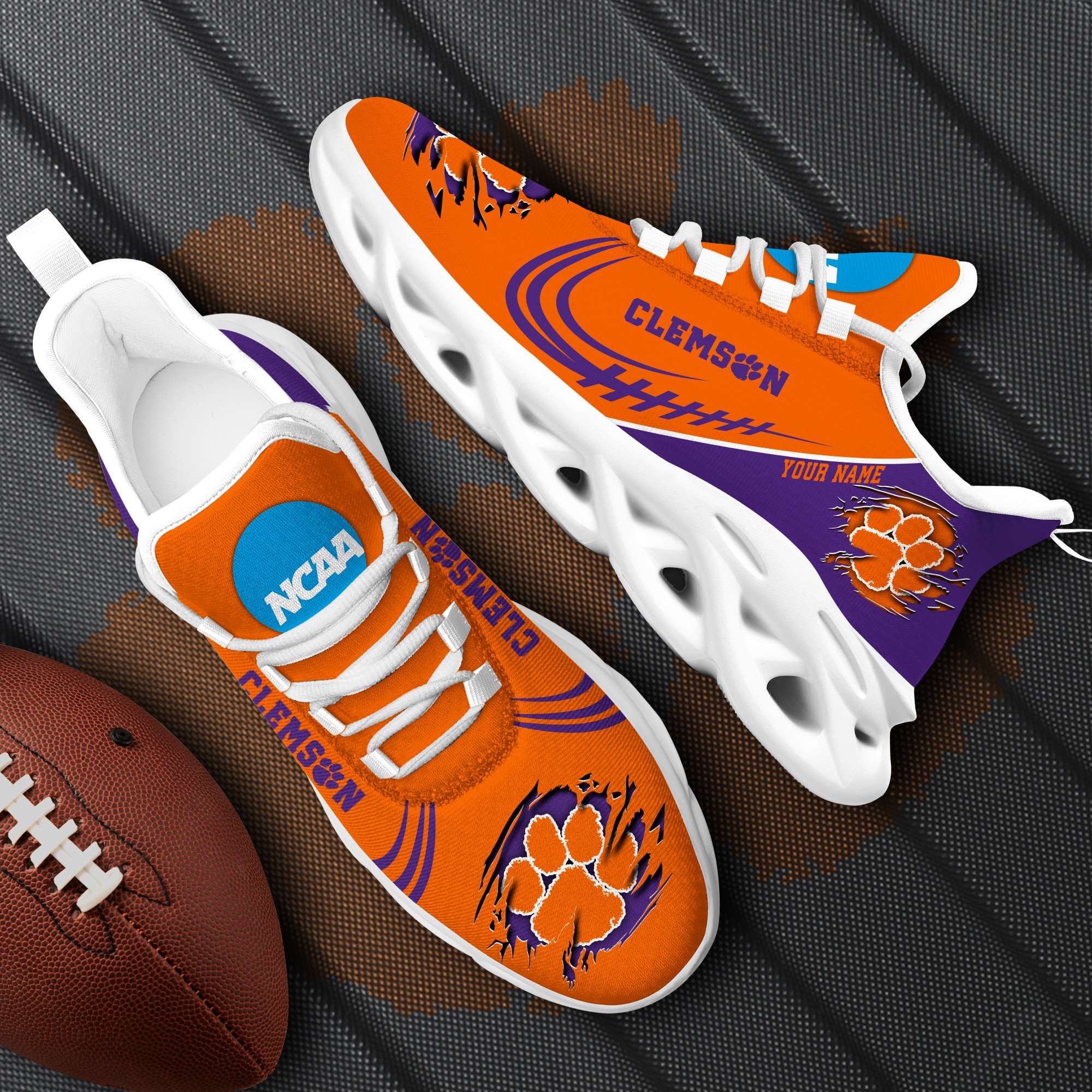 Clemson Tigers Black Max Soul Shoes 2026 Versions Custom Name 016