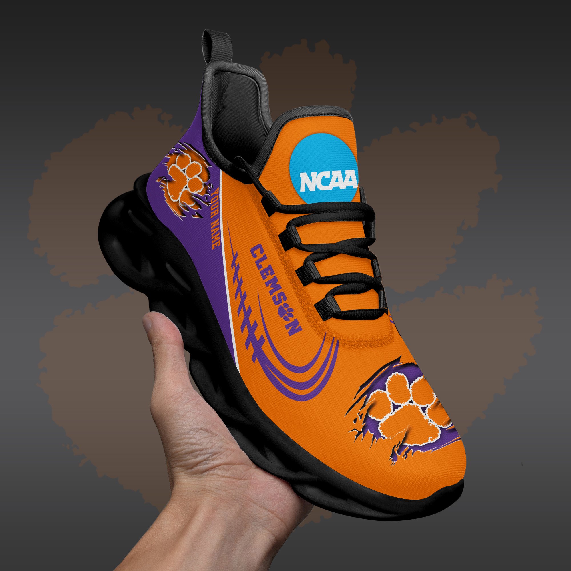 Clemson Tigers Black Max Soul Shoes 2026 Versions Custom Name 016