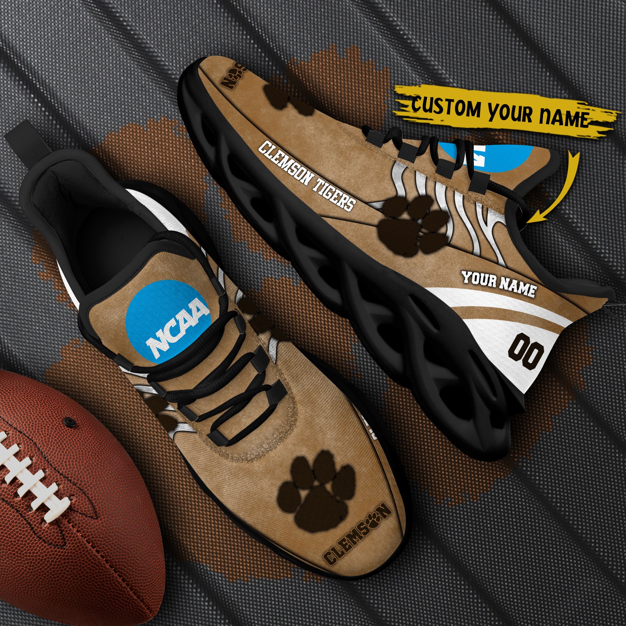 Clemson Tigers Black Max Soul Shoes 2026 Versions Custom Your Name And Number 312