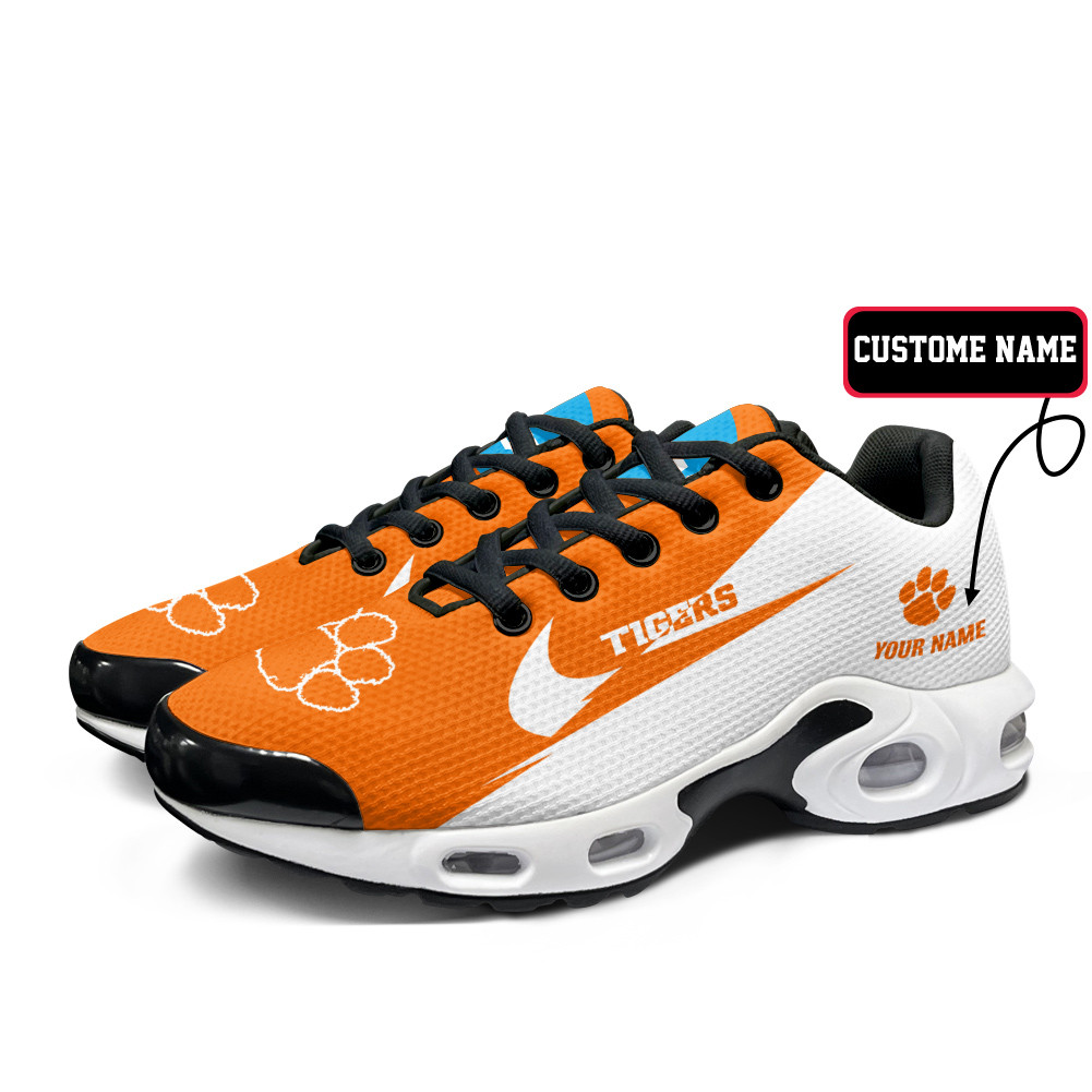 Clemson Tigers Personalized Name Team Logo Wings Of God Pattern TN Air Max Shoes Air Cushion Sneakers