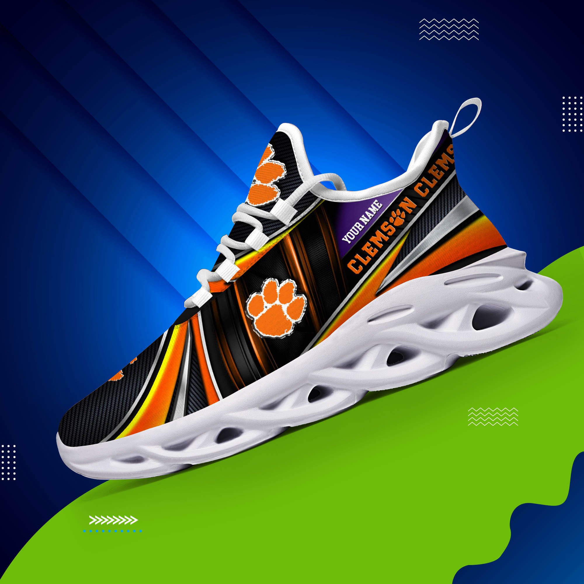 Clemson Tigers White C Sneakers 2026 Version Personalized Your Name, Sport Team Sneakers, Sport Gifts PH892