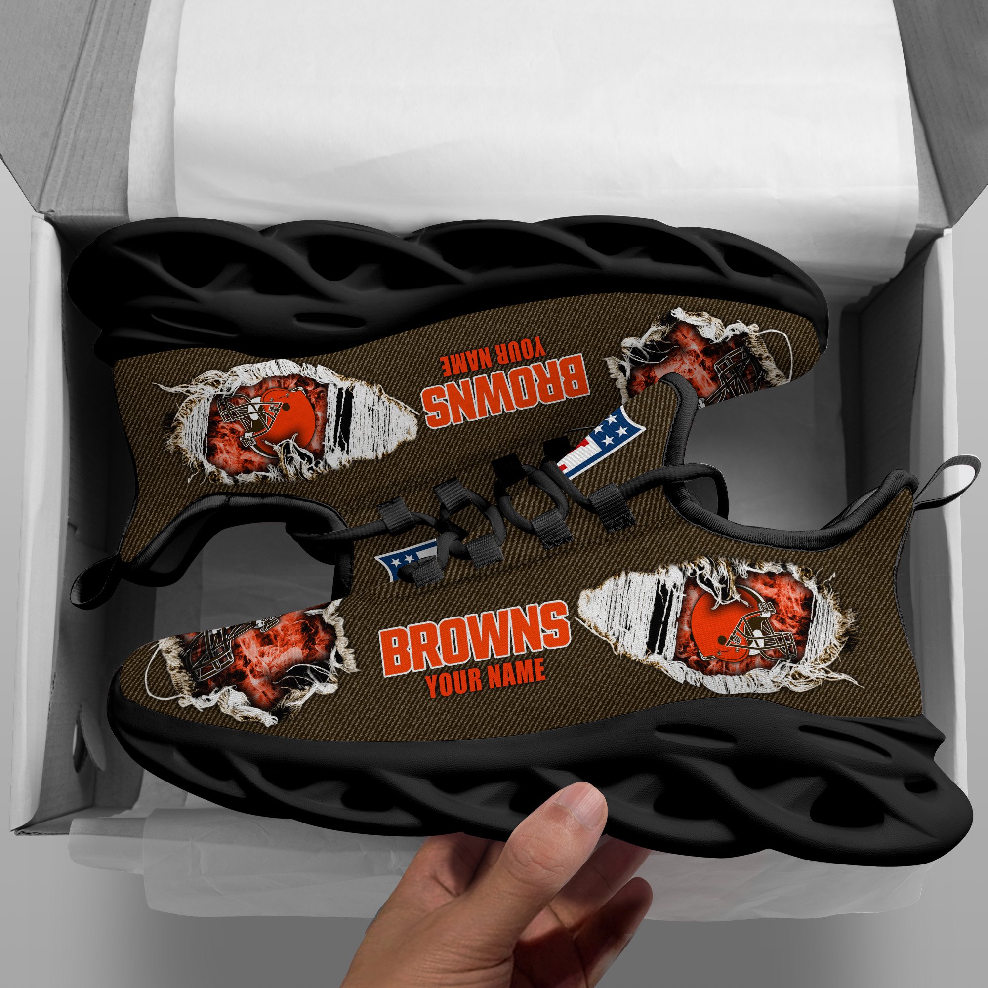 Cleveland Browns Black Max Soul Shoes 2026 Versions Custom Name 554