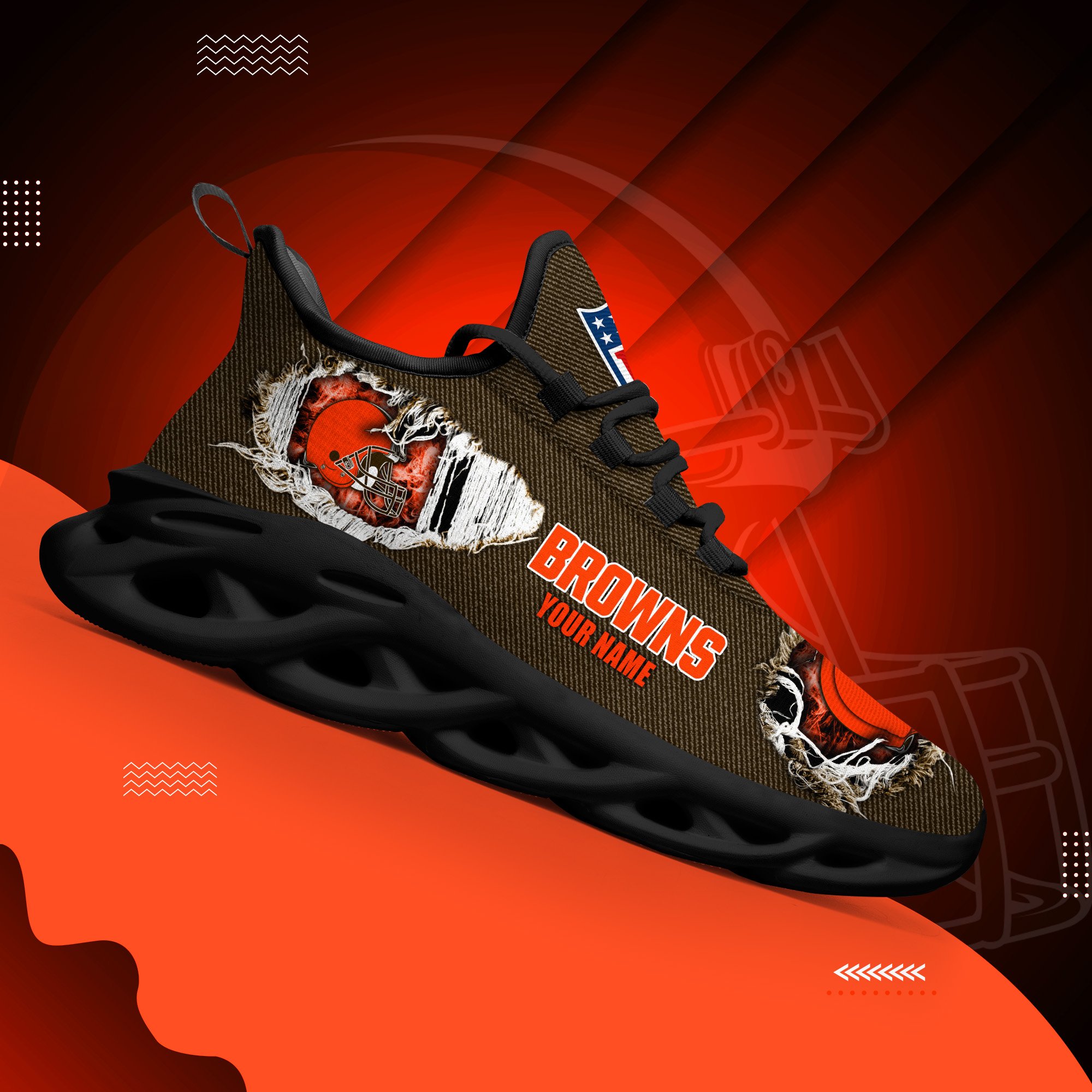 Cleveland Browns Black Max Soul Shoes 2026 Versions Custom Name 554