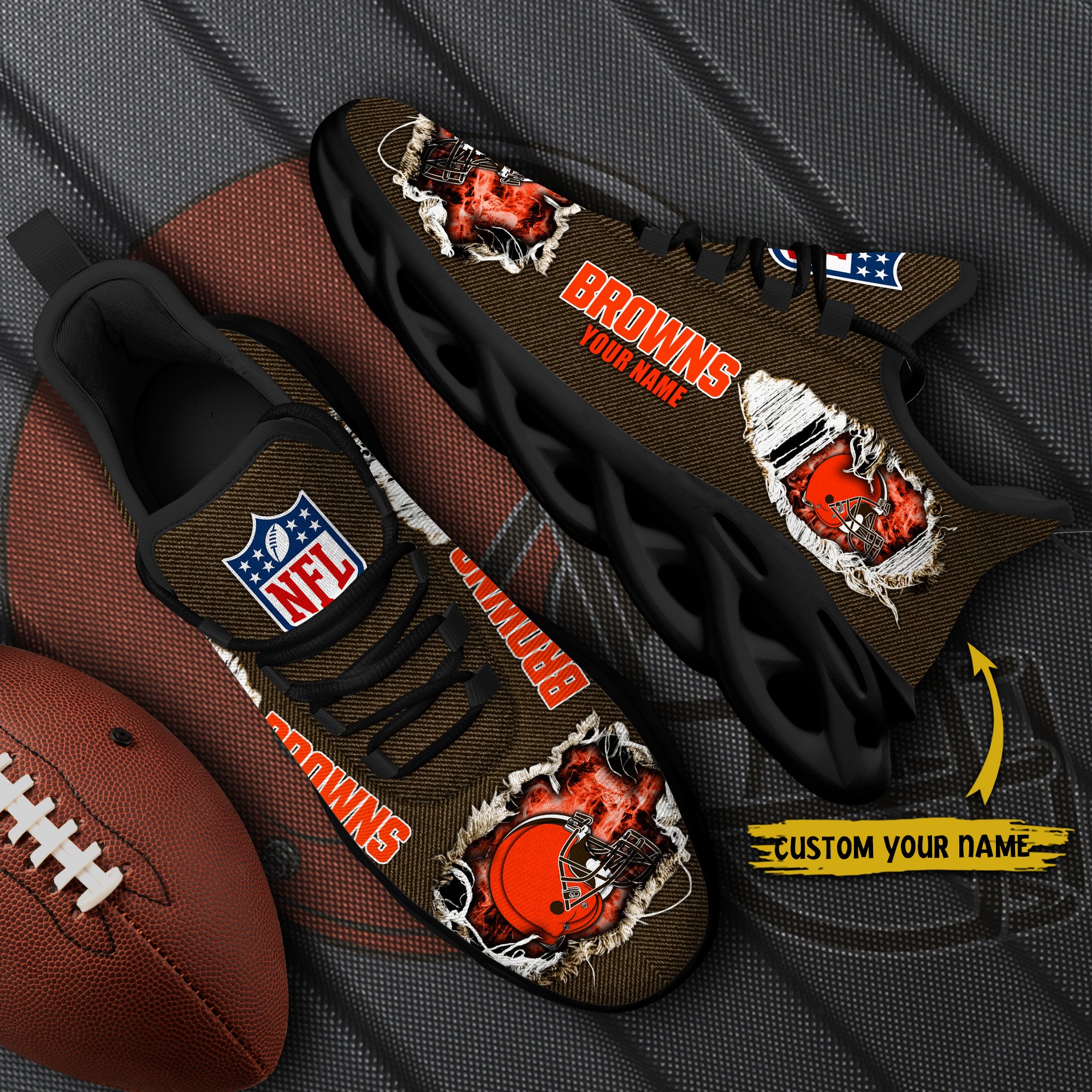 Cleveland Browns Black Max Soul Shoes 2026 Versions Custom Name 554