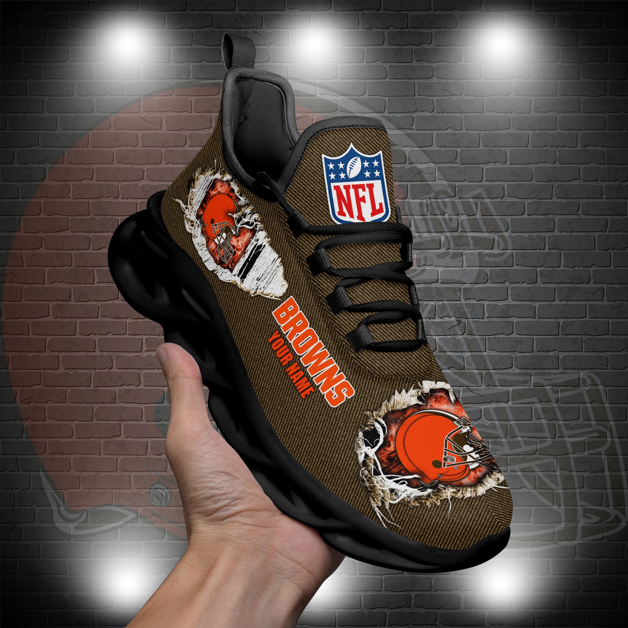 Cleveland Browns Black Max Soul Shoes 2026 Versions Custom Name 554