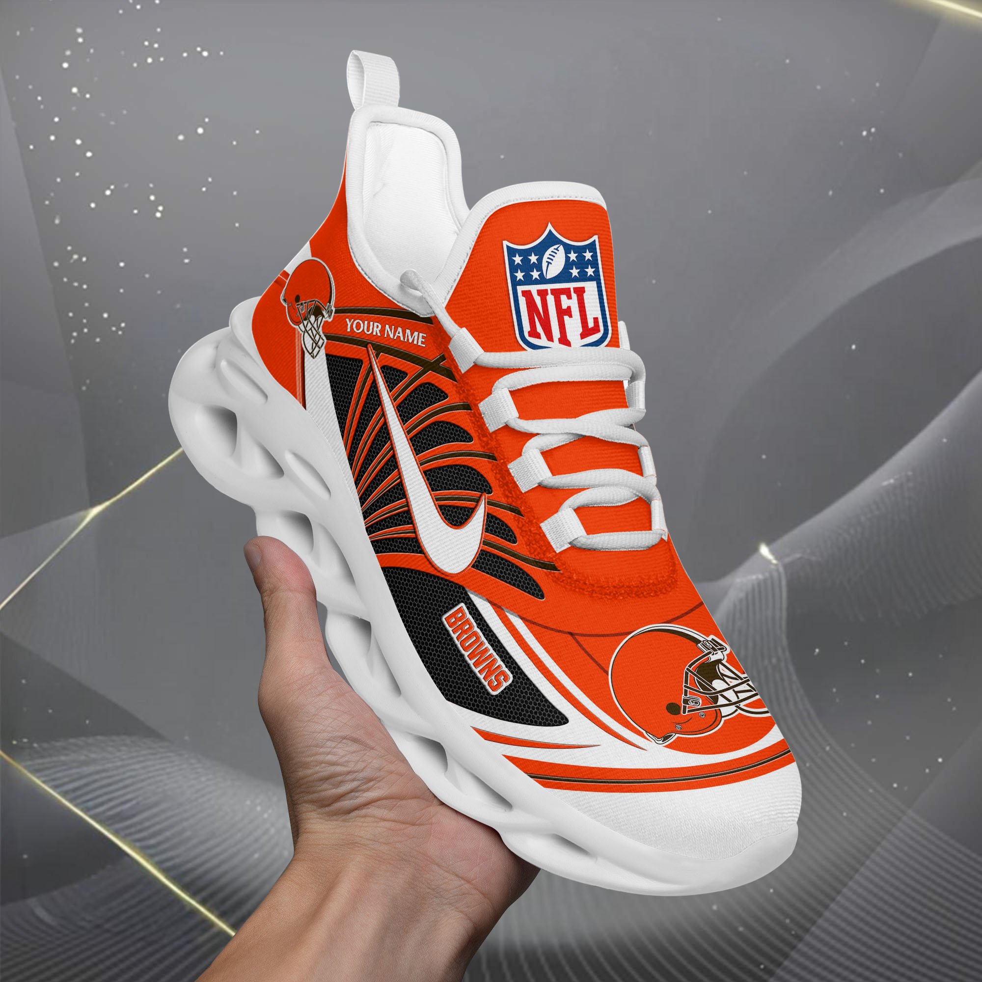Cleveland Browns Black Max Soul Shoes 2026 Versions Custom Name 898