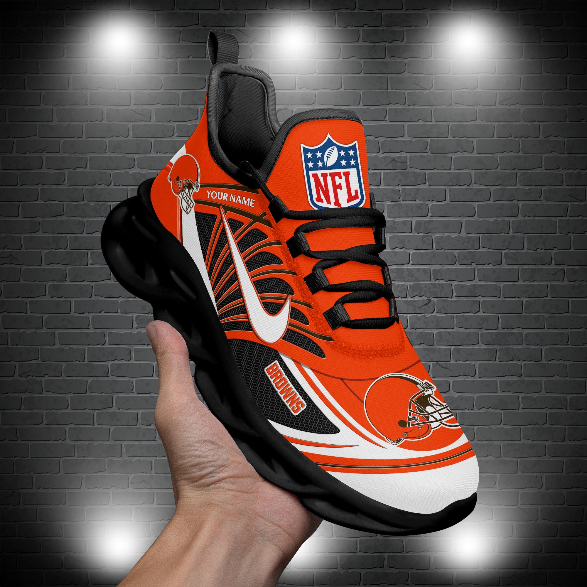 Cleveland Browns Black Max Soul Shoes 2026 Versions Custom Name 898