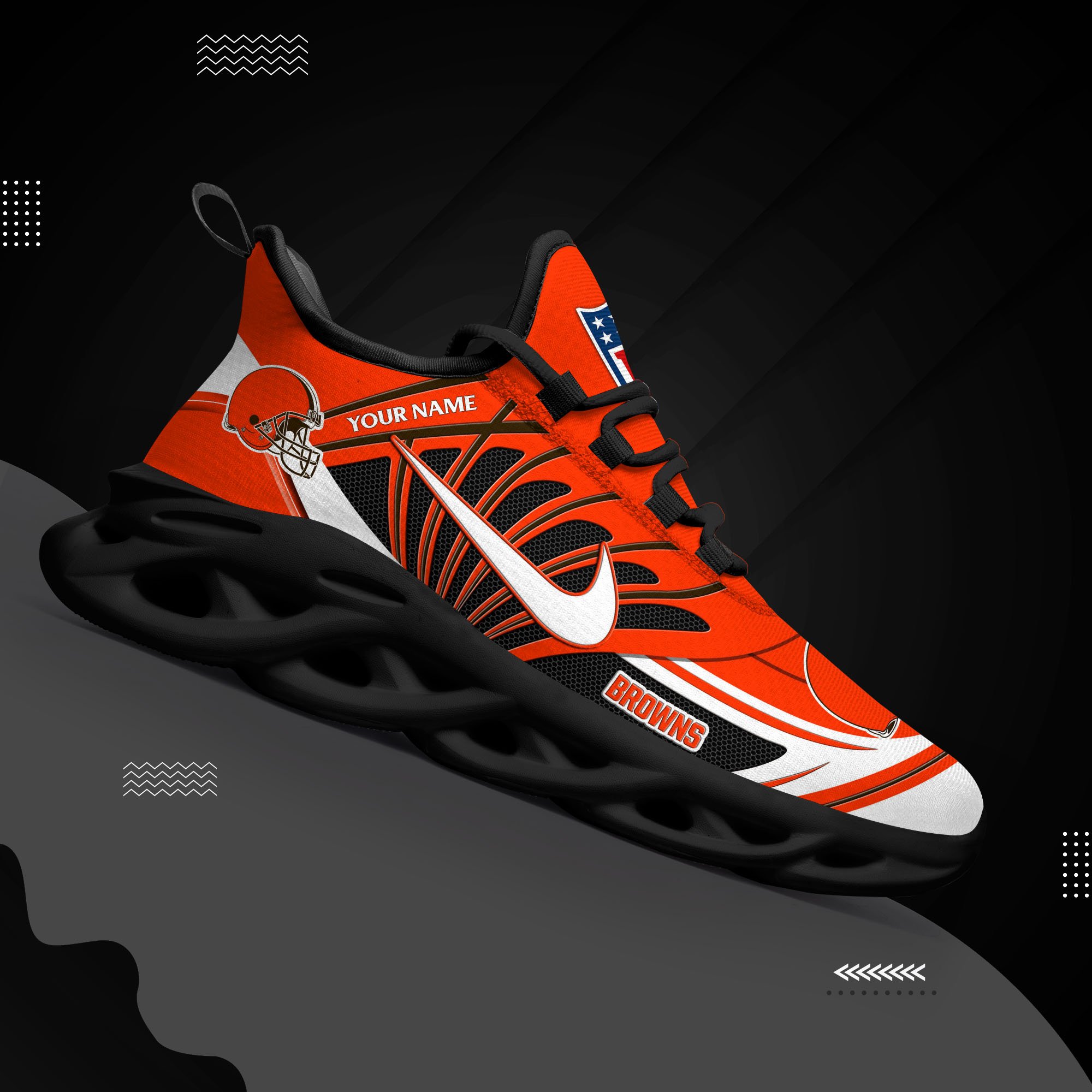 Cleveland Browns Black Max Soul Shoes 2026 Versions Custom Name 898