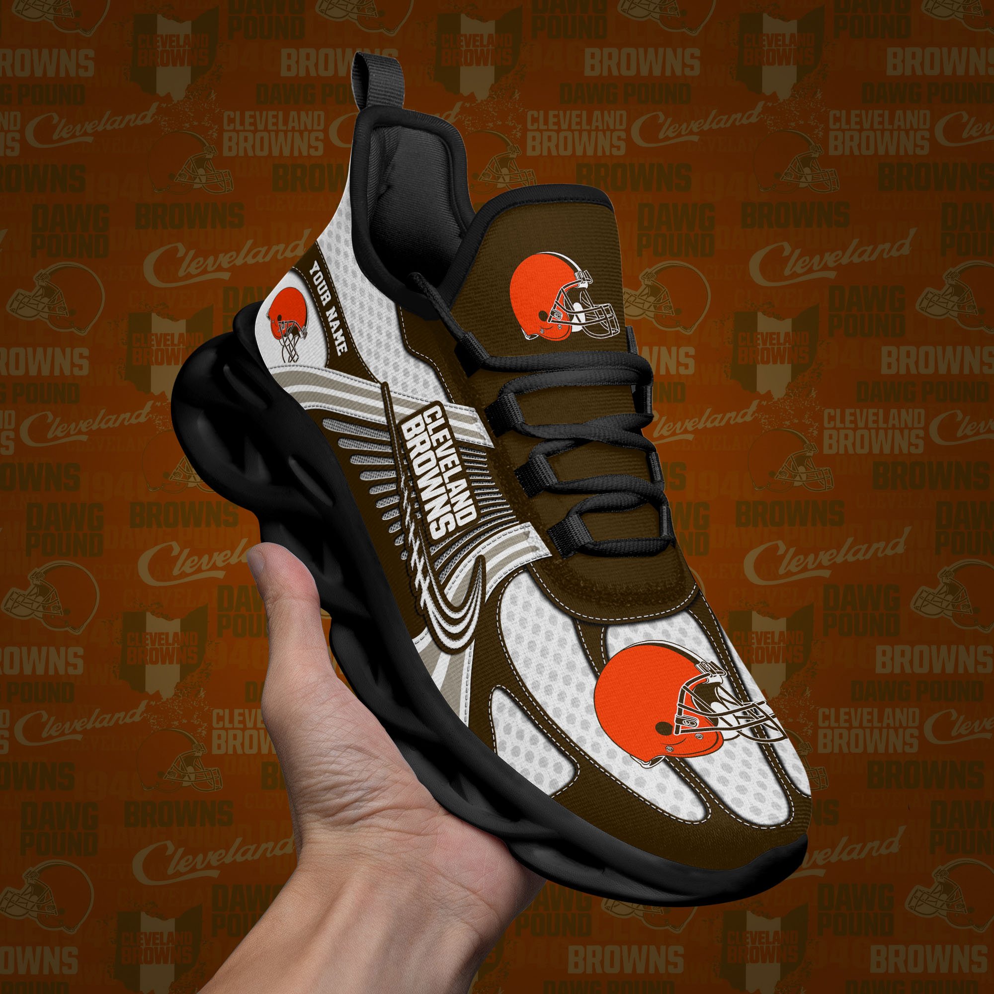 Cleveland Browns Clunky Sneakers Custom Your Name, Sport Sneakers For Fans, Gifts For Sport Lovers, Gift For Dad