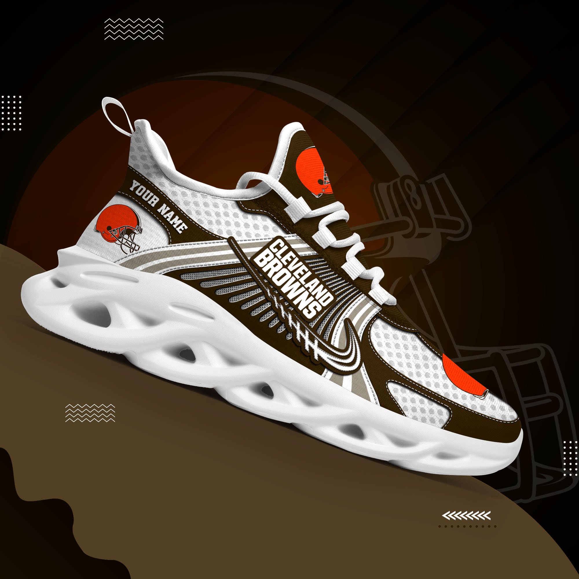 Cleveland Browns Clunky Sneakers Custom Your Name, Sport Sneakers For Fans, Gifts For Sport Lovers, Gift For Dad