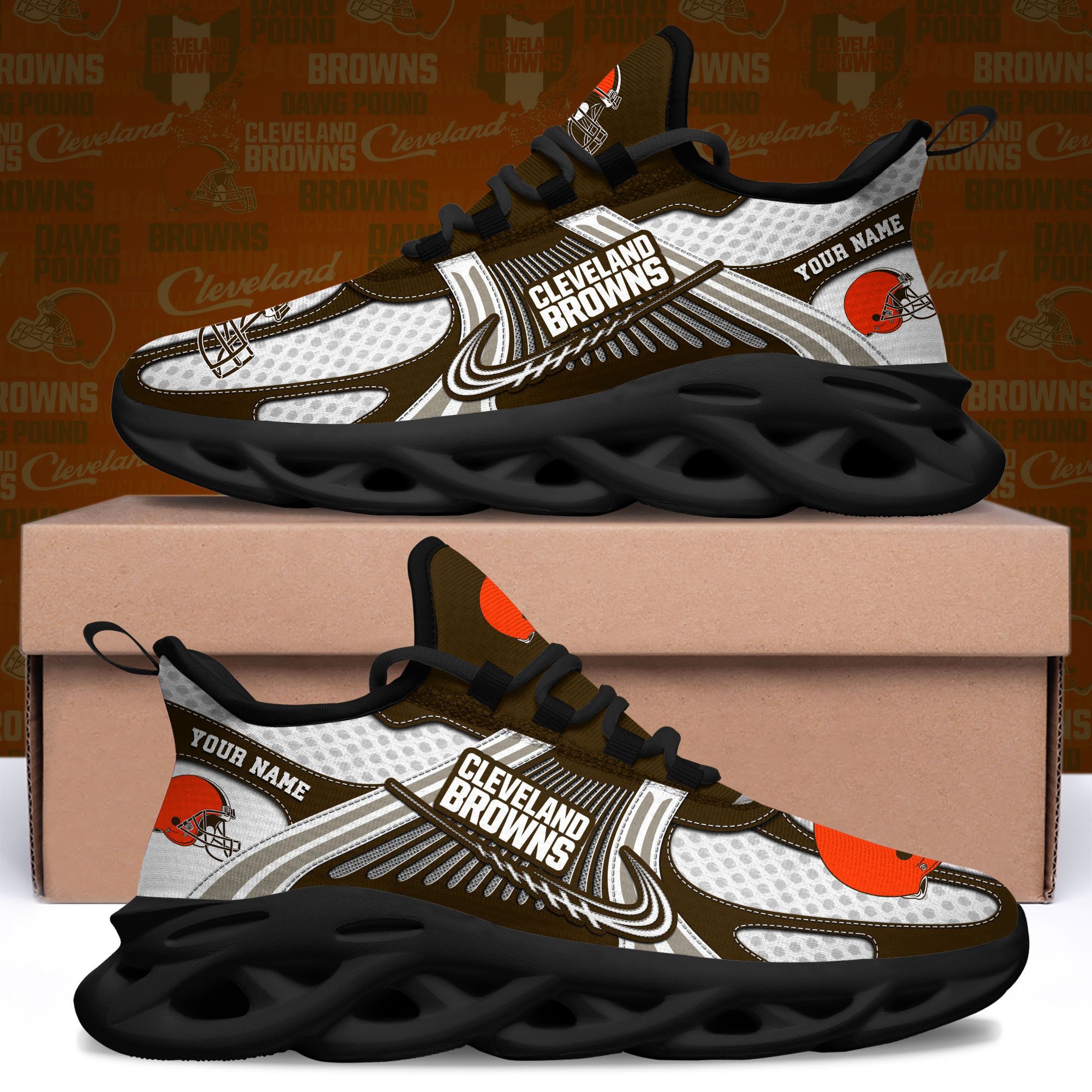 Cleveland Browns Clunky Sneakers Custom Your Name, Sport Sneakers For Fans, Gifts For Sport Lovers, Gift For Dad