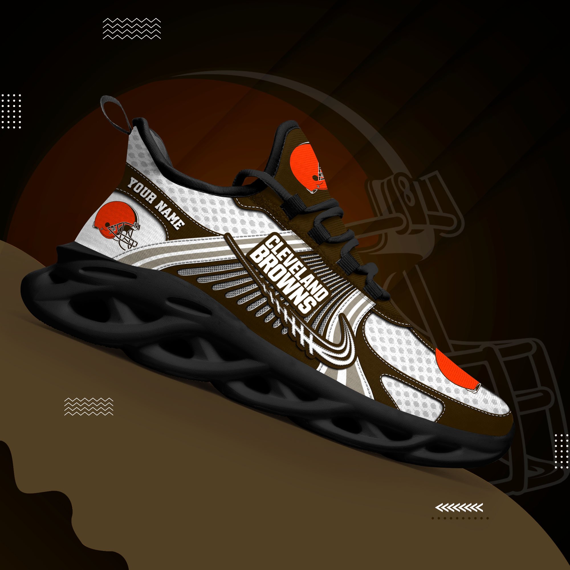 Cleveland Browns Clunky Sneakers Custom Your Name, Sport Sneakers For Fans, Gifts For Sport Lovers, Gift For Dad