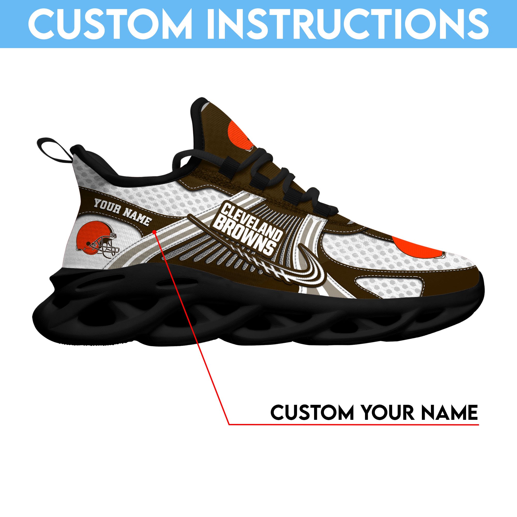 Cleveland Browns Clunky Sneakers Custom Your Name, Sport Sneakers For Fans, Gifts For Sport Lovers, Gift For Dad