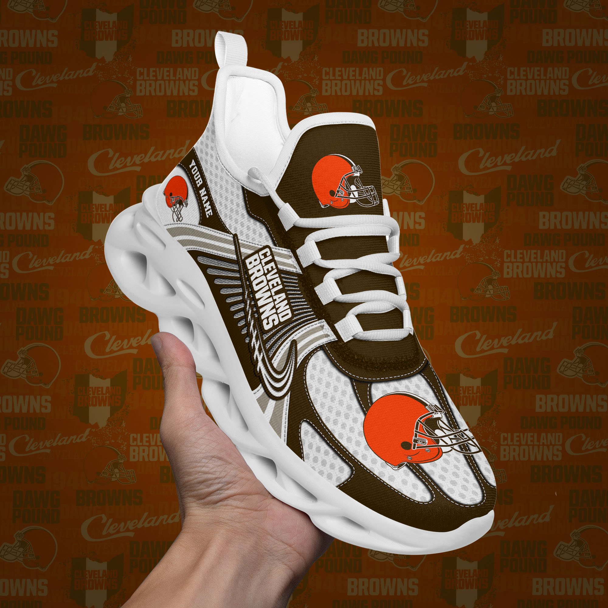 Cleveland Browns Clunky Sneakers Custom Your Name, Sport Sneakers For Fans, Gifts For Sport Lovers, Gift For Dad