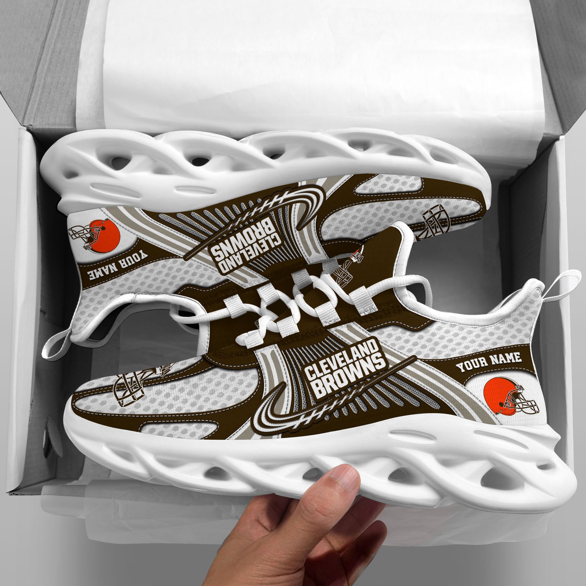 Cleveland Browns Clunky Sneakers Custom Your Name, Sport Sneakers For Fans, Gifts For Sport Lovers, Gift For Dad