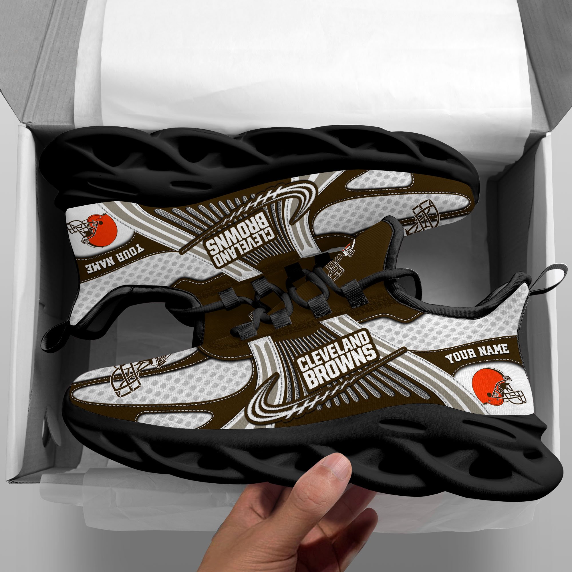 Cleveland Browns Clunky Sneakers Custom Your Name, Sport Sneakers For Fans, Gifts For Sport Lovers, Gift For Dad