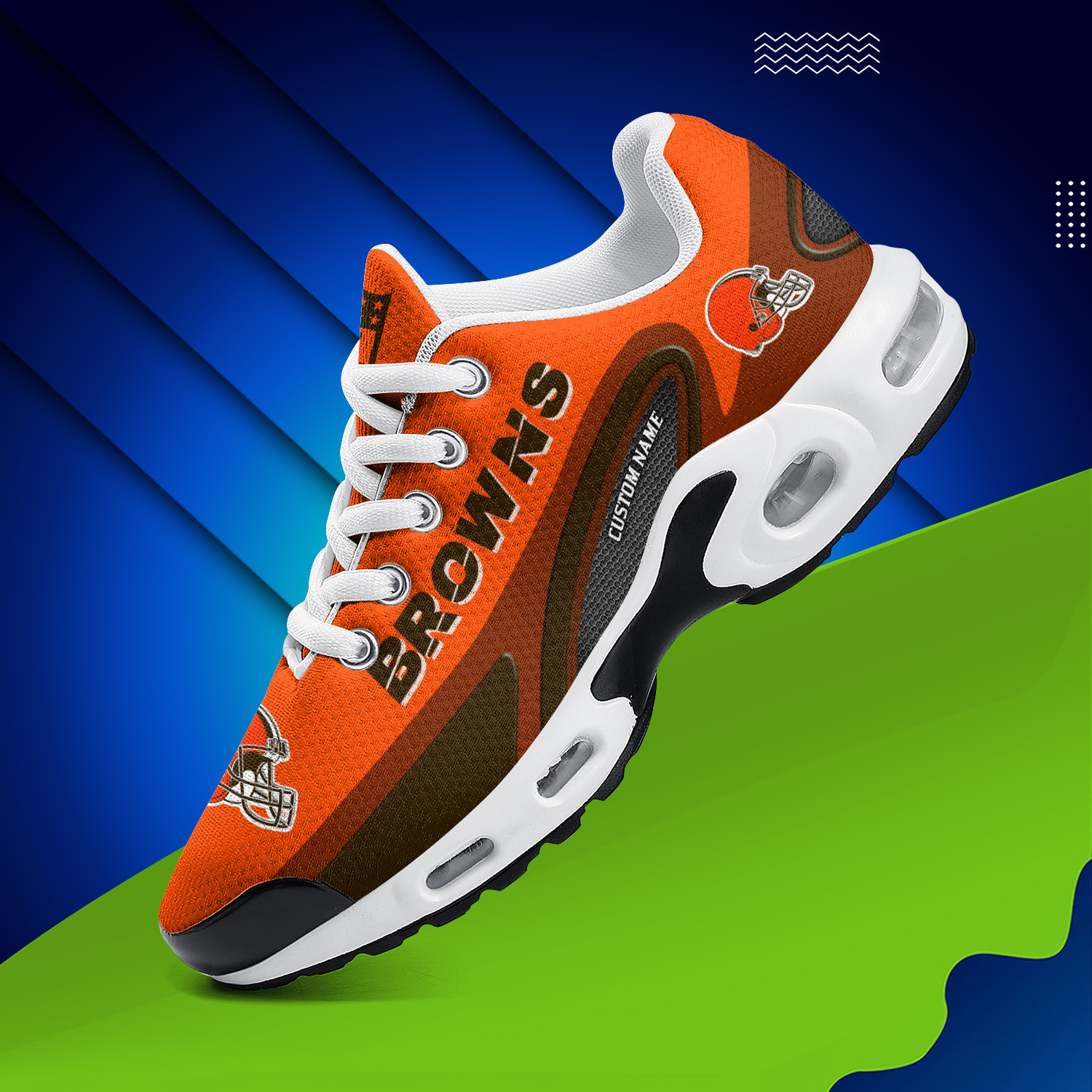 Cleveland Browns Personalized Name Team Logo Mix Colors Oval Line TN Shoes Air Cushion Sneakers