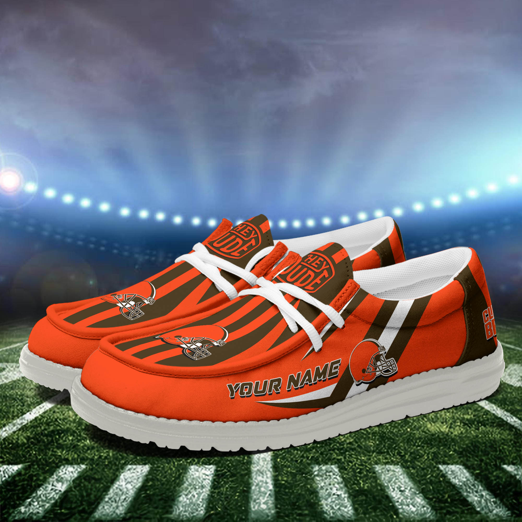 Cleveland Browns Team White Canvas Loafer Shoes Personalized Your Name