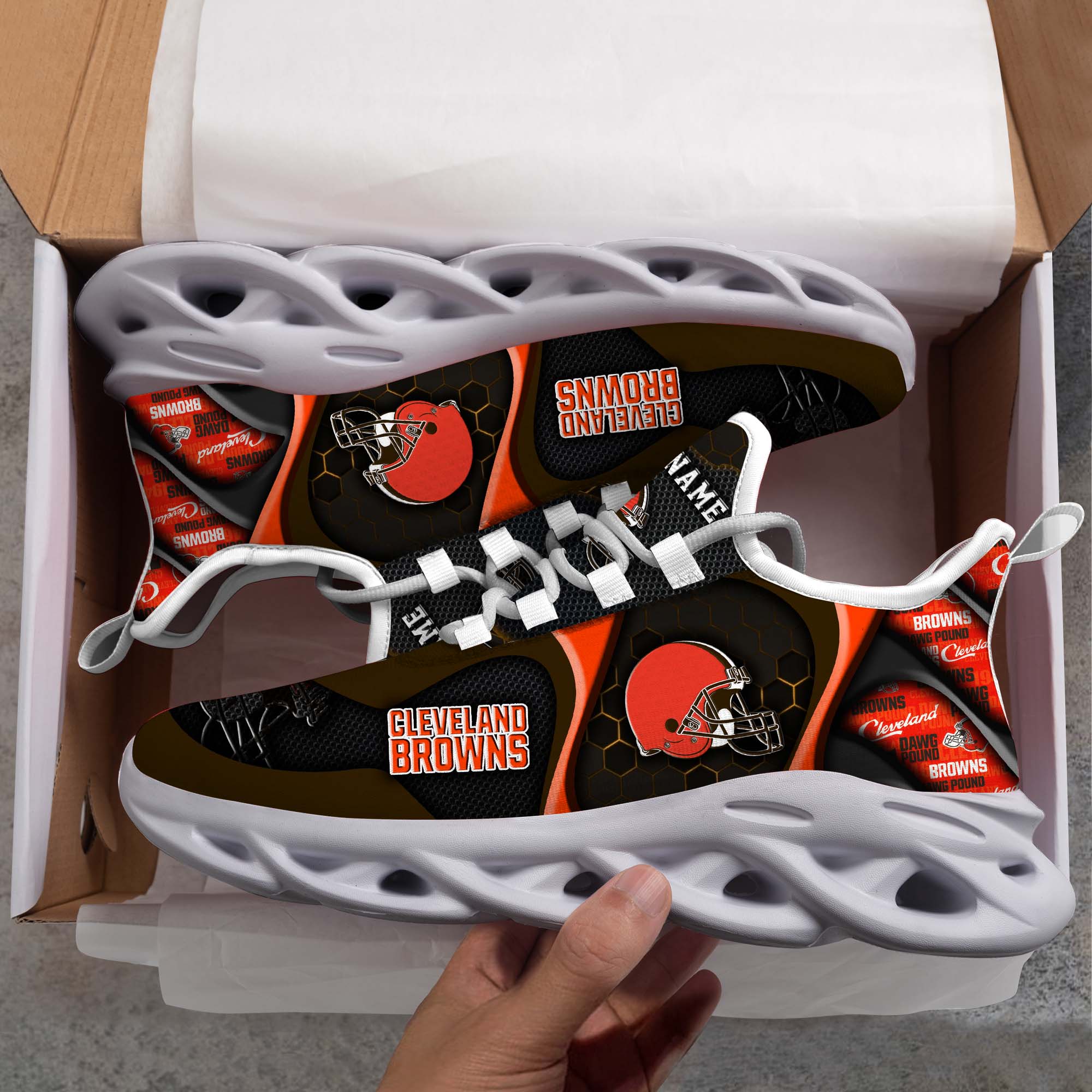 Cleveland Browns White C Sneakers 2026 Version Personalized Your Name 432