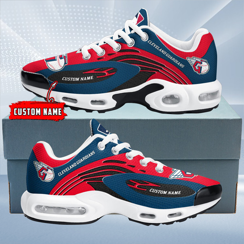 Cleveland Guardians Personalized Name Team Logo Mix Colors Wave Line TN Air Max Shoes Air Cushion Sneakers