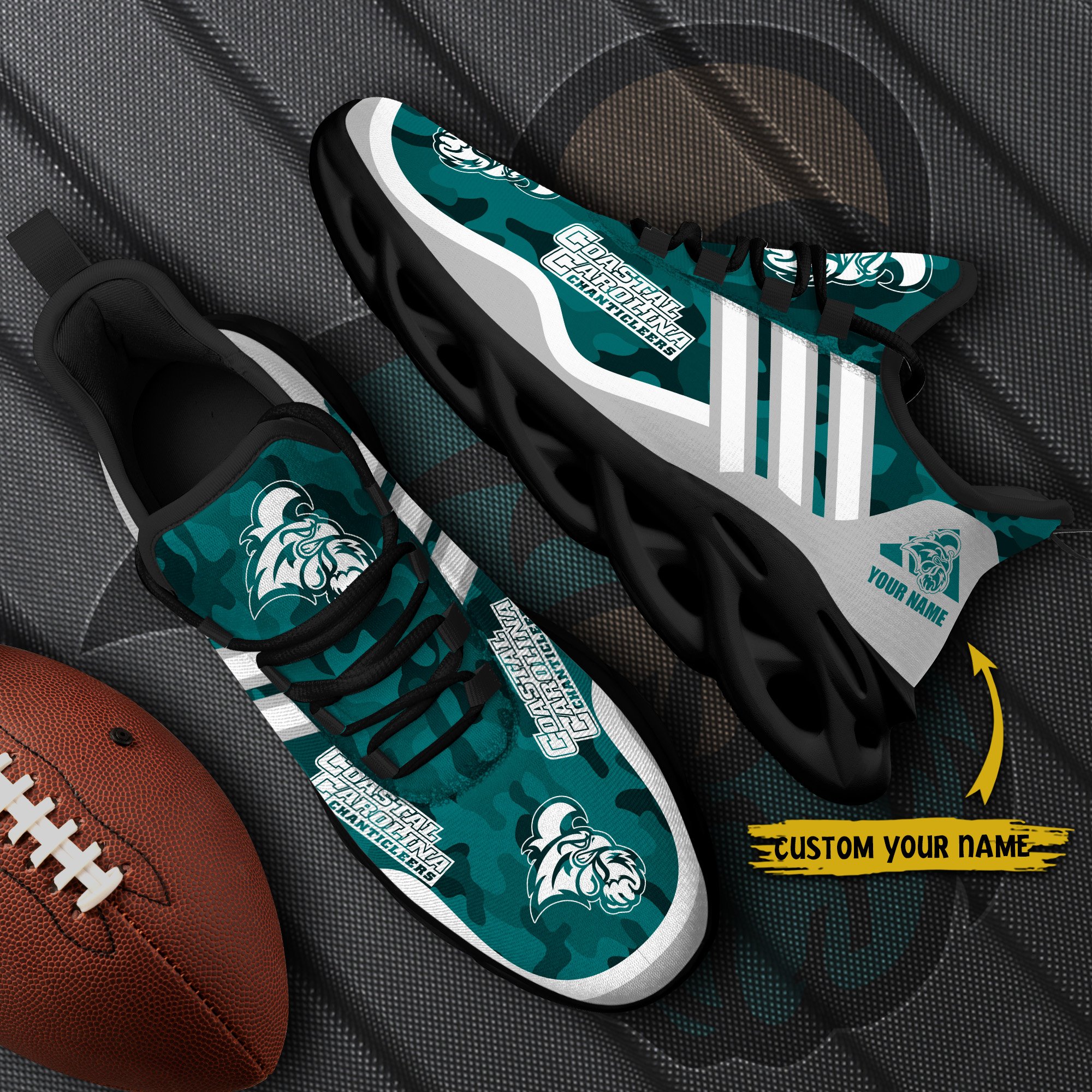 Coastal Carolina Chanticleers Black Max Soul Shoes 2026 Versions Custom Name 466