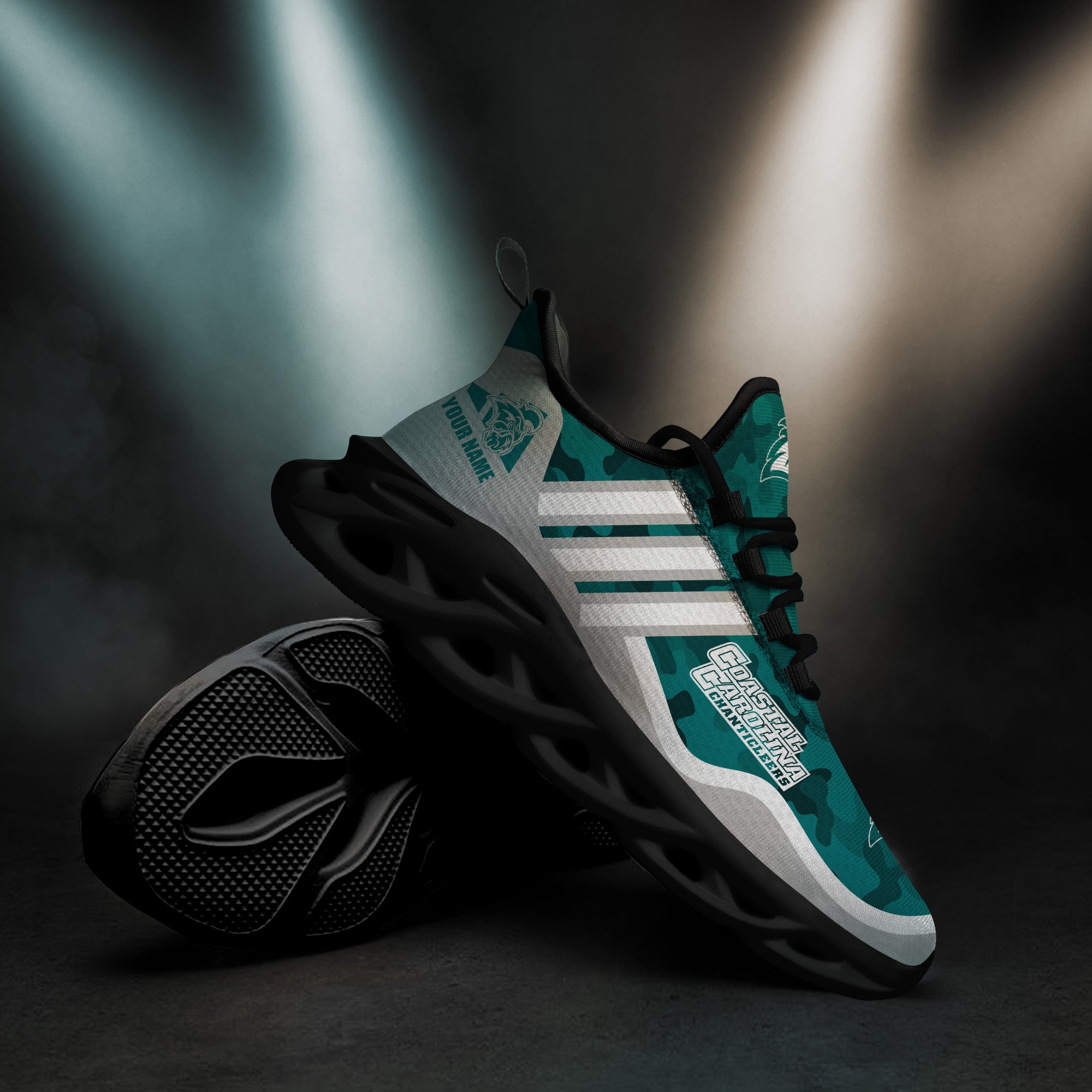 Coastal Carolina Chanticleers Black Max Soul Shoes 2026 Versions Custom Name 466