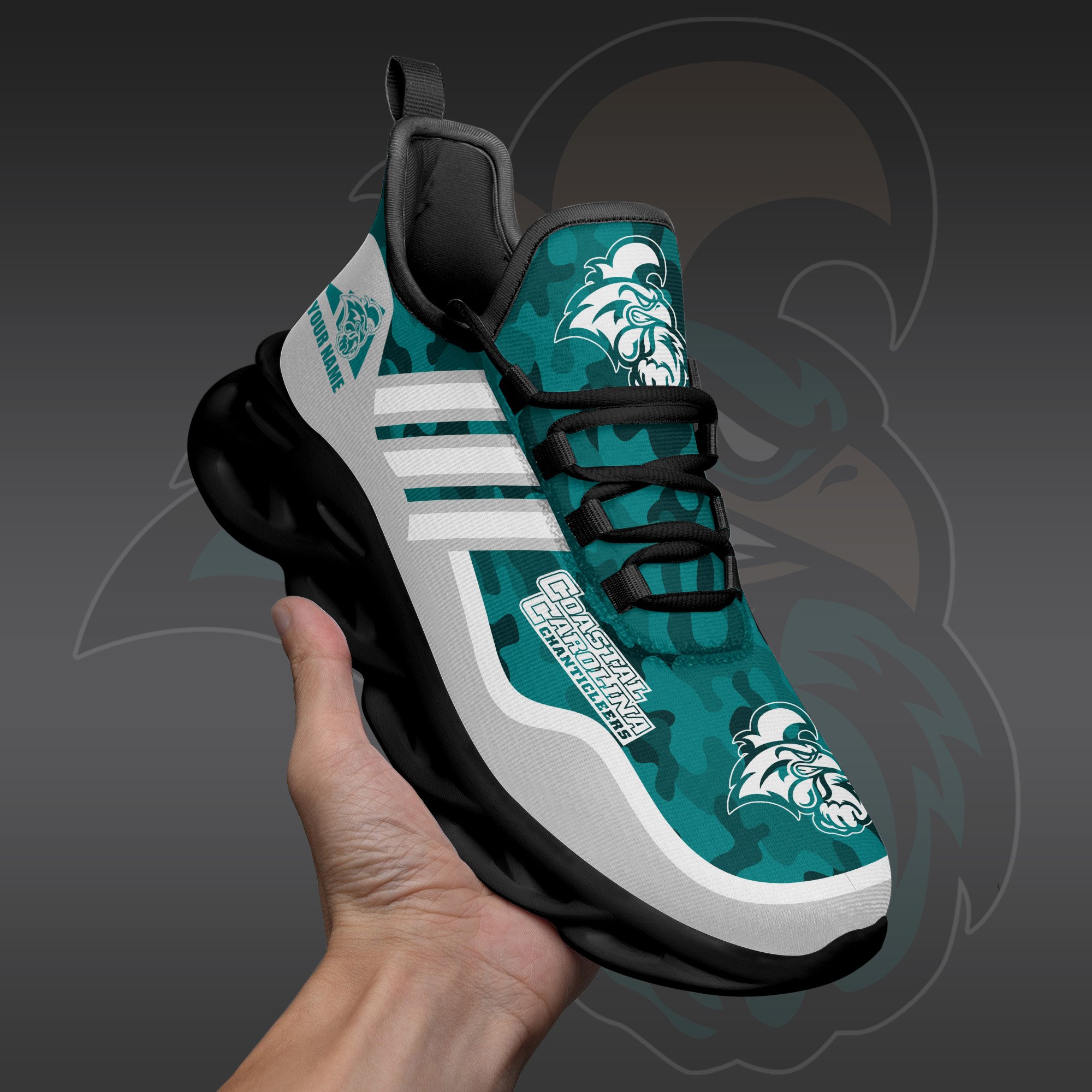 Coastal Carolina Chanticleers Black Max Soul Shoes 2026 Versions Custom Name 466