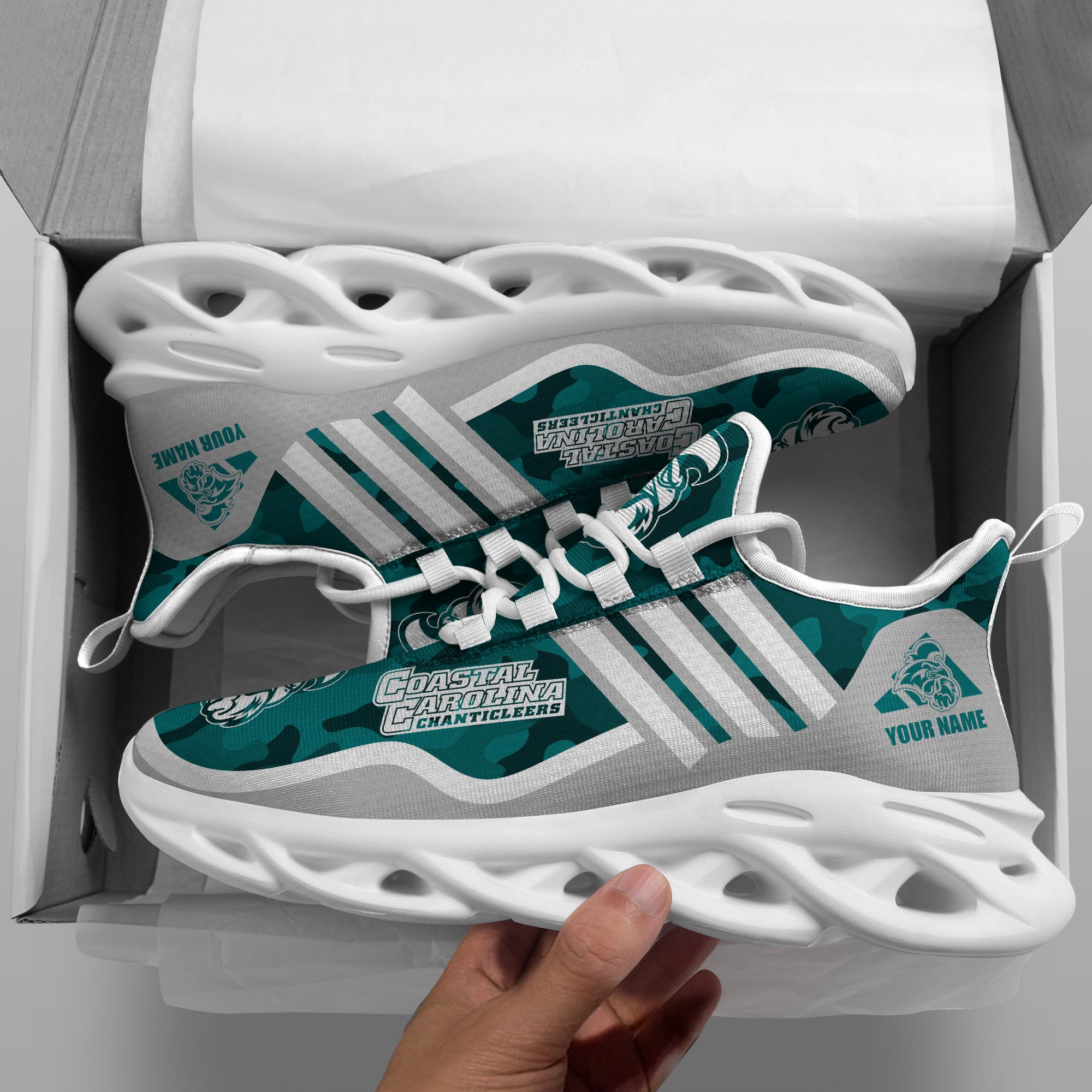 Coastal Carolina Chanticleers Black Max Soul Shoes 2026 Versions Custom Name 466