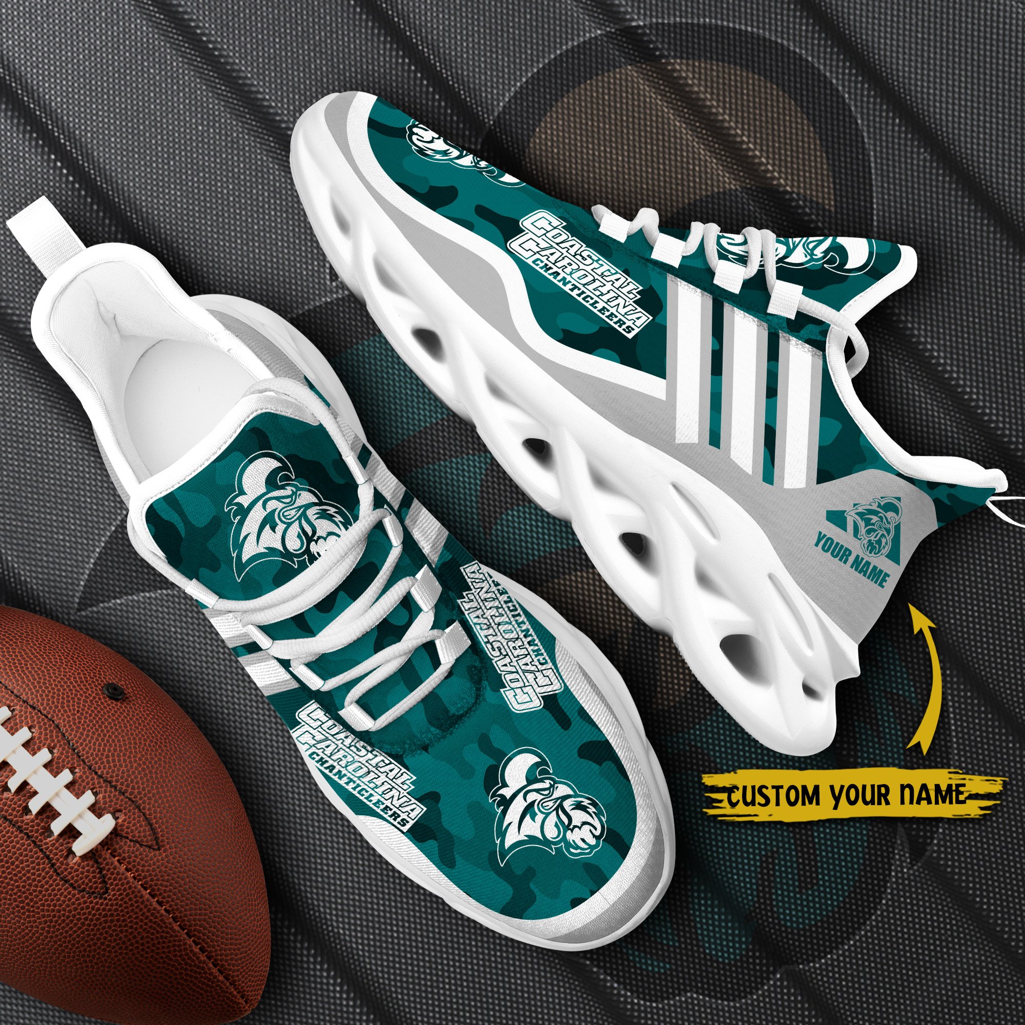 Coastal Carolina Chanticleers Black Max Soul Shoes 2026 Versions Custom Name 466