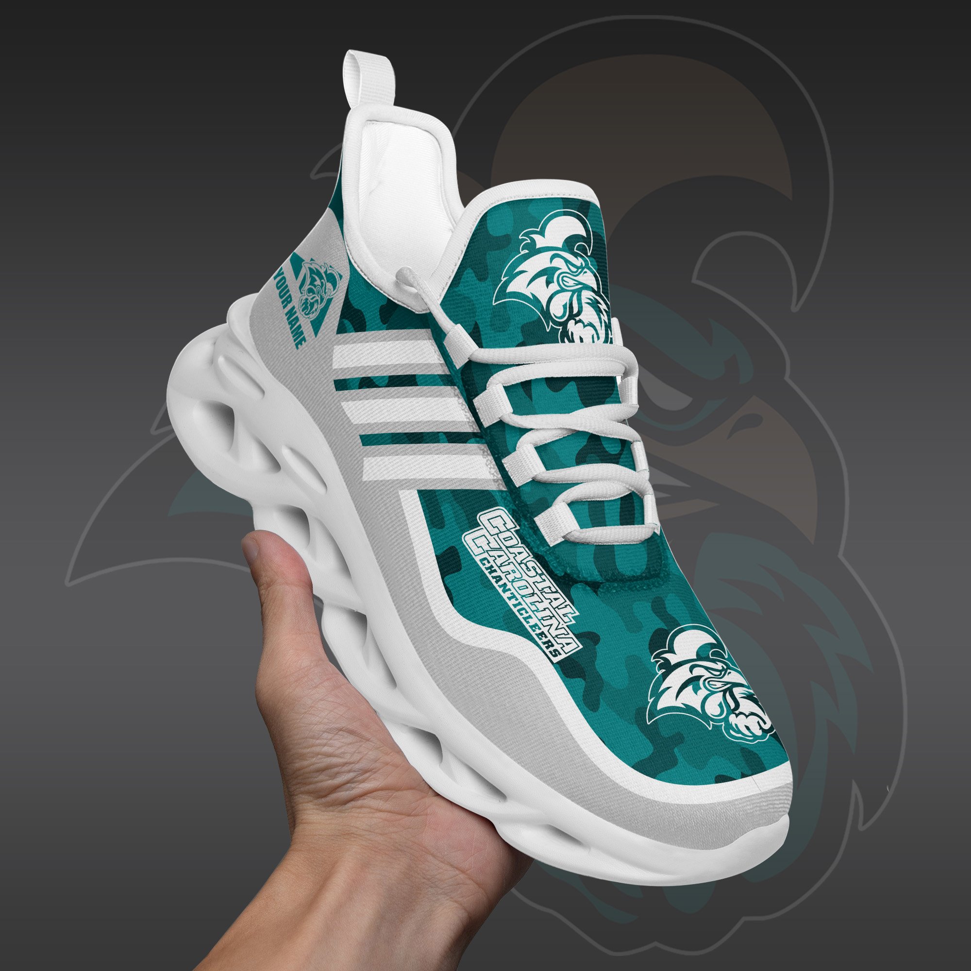 Coastal Carolina Chanticleers Black Max Soul Shoes 2026 Versions Custom Name 466