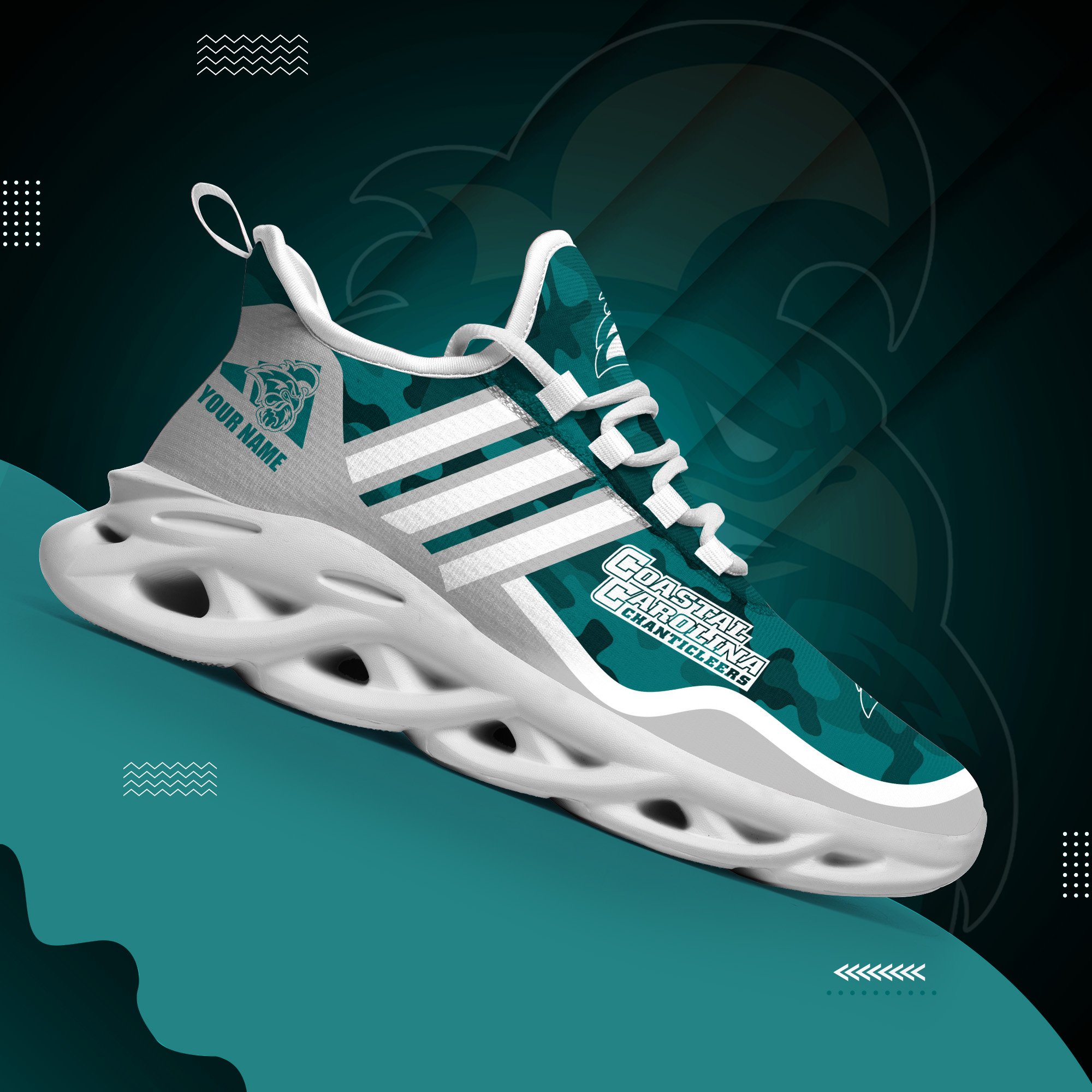Coastal Carolina Chanticleers Black Max Soul Shoes 2026 Versions Custom Name 466