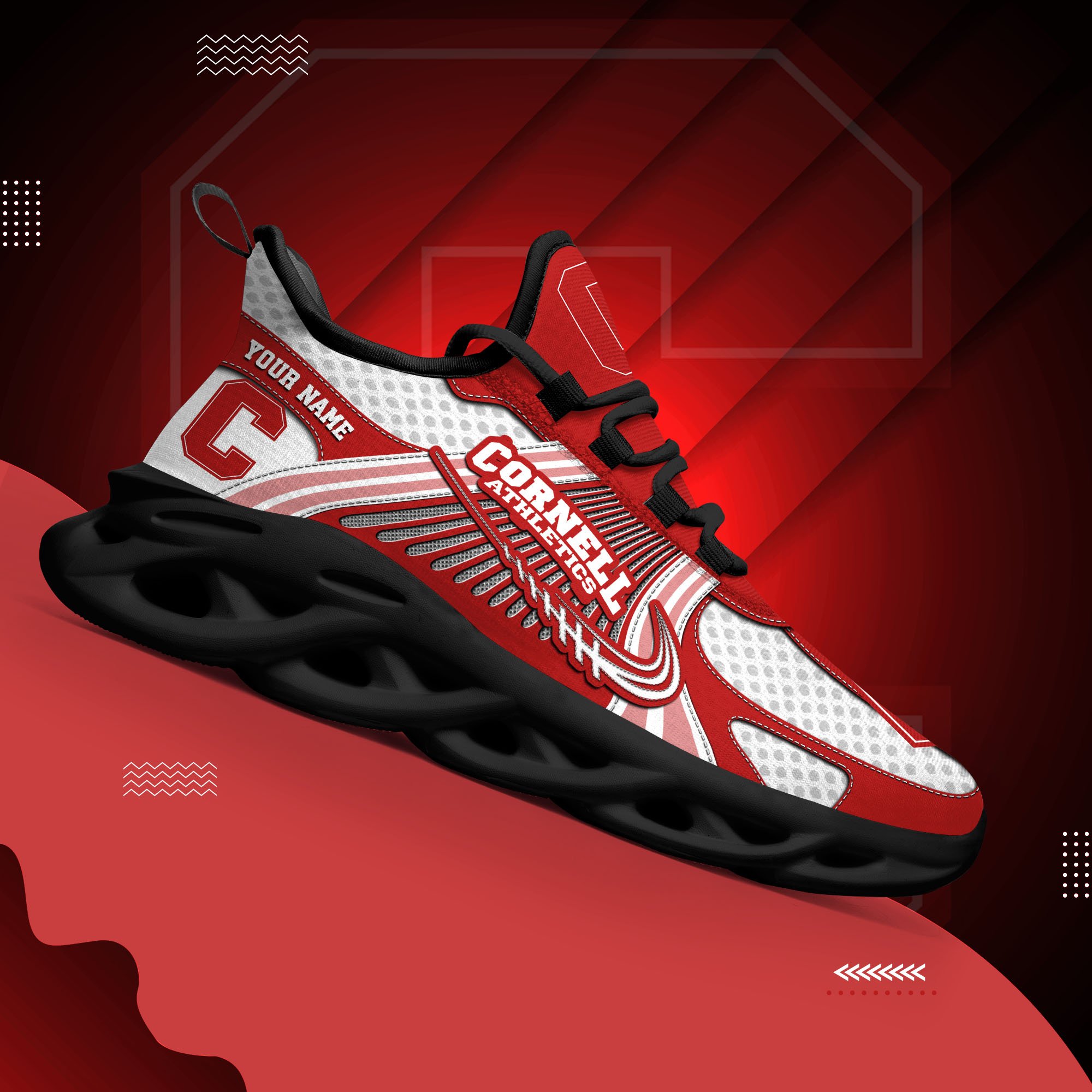 Cornell Big Red Clunky Sneakers Custom Your Name, Sport Sneakers, Sport Gifts For Fan, Gifts For Him