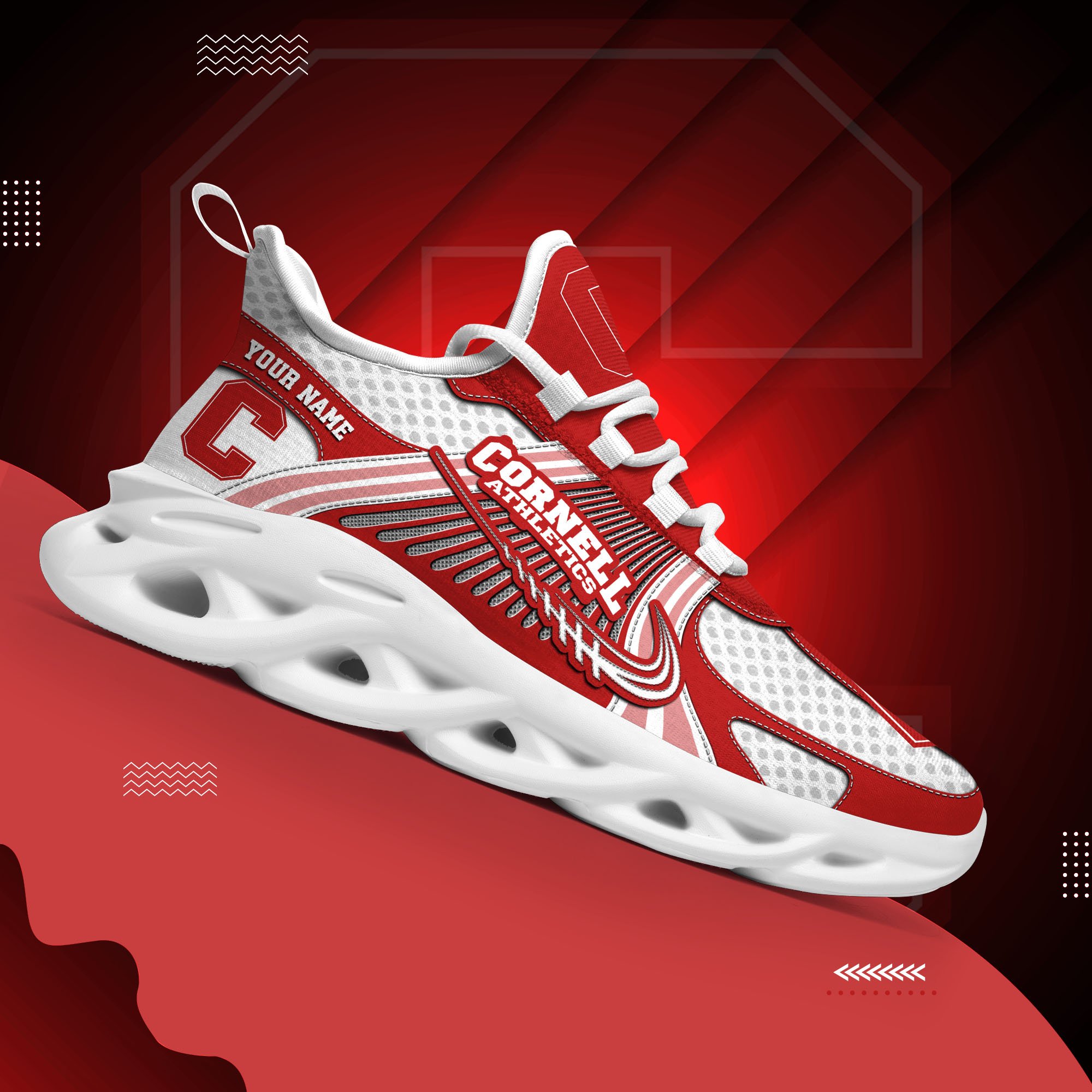 Cornell Big Red Clunky Sneakers Custom Your Name, Sport Sneakers, Sport Gifts For Fan, Gifts For Him