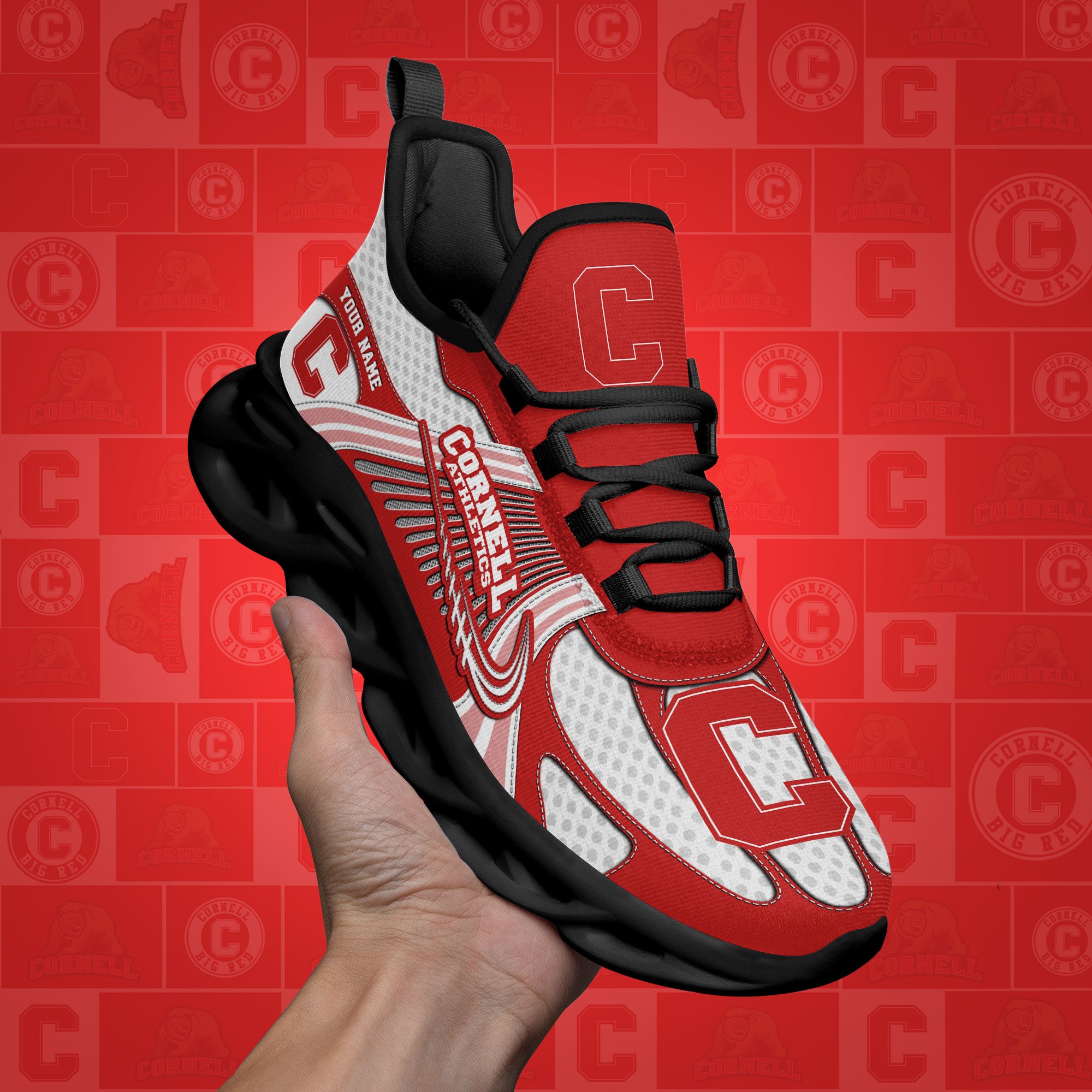 Cornell Big Red Clunky Sneakers Custom Your Name, Sport Sneakers, Sport Gifts For Fan, Gifts For Him