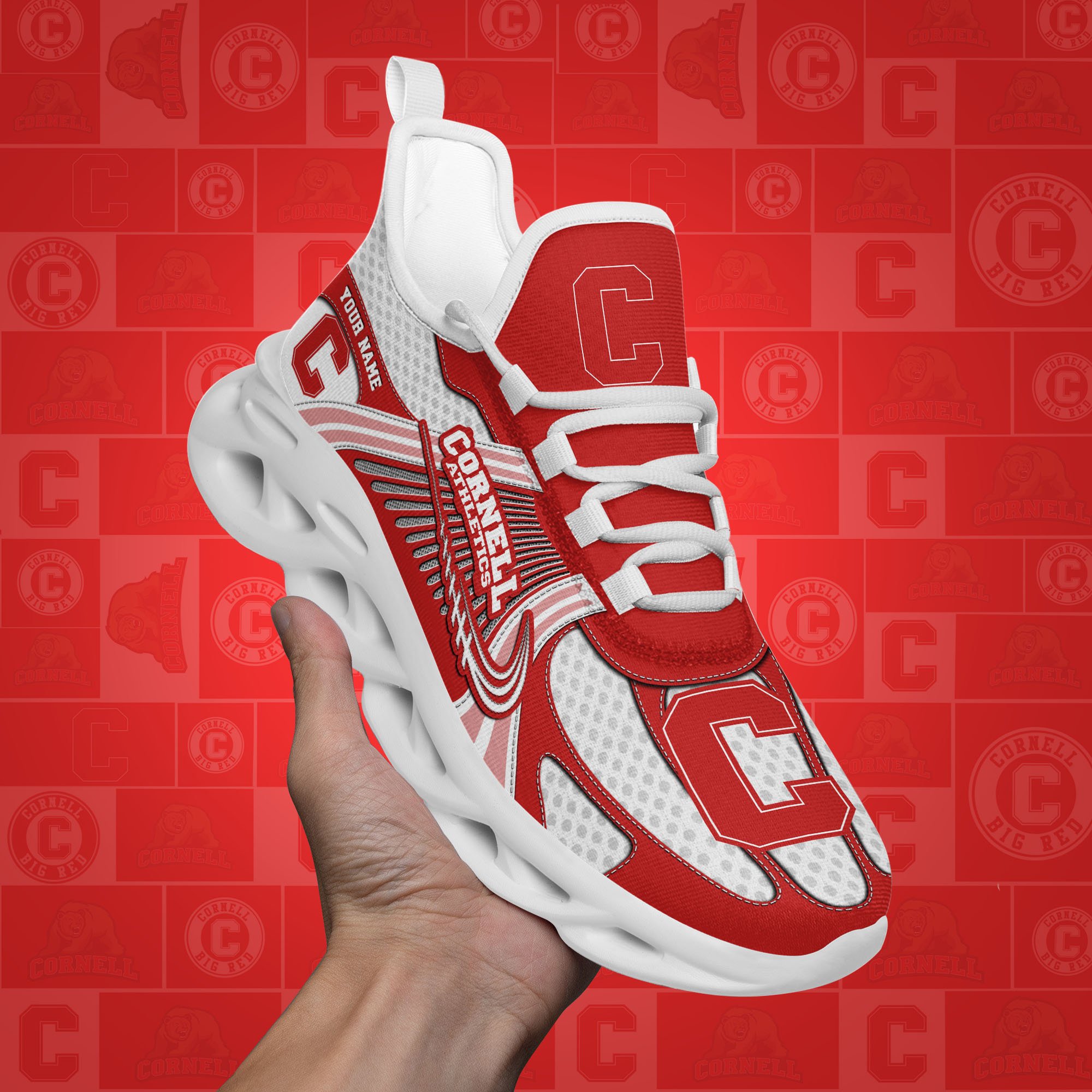 Cornell Big Red Clunky Sneakers Custom Your Name, Sport Sneakers, Sport Gifts For Fan, Gifts For Him