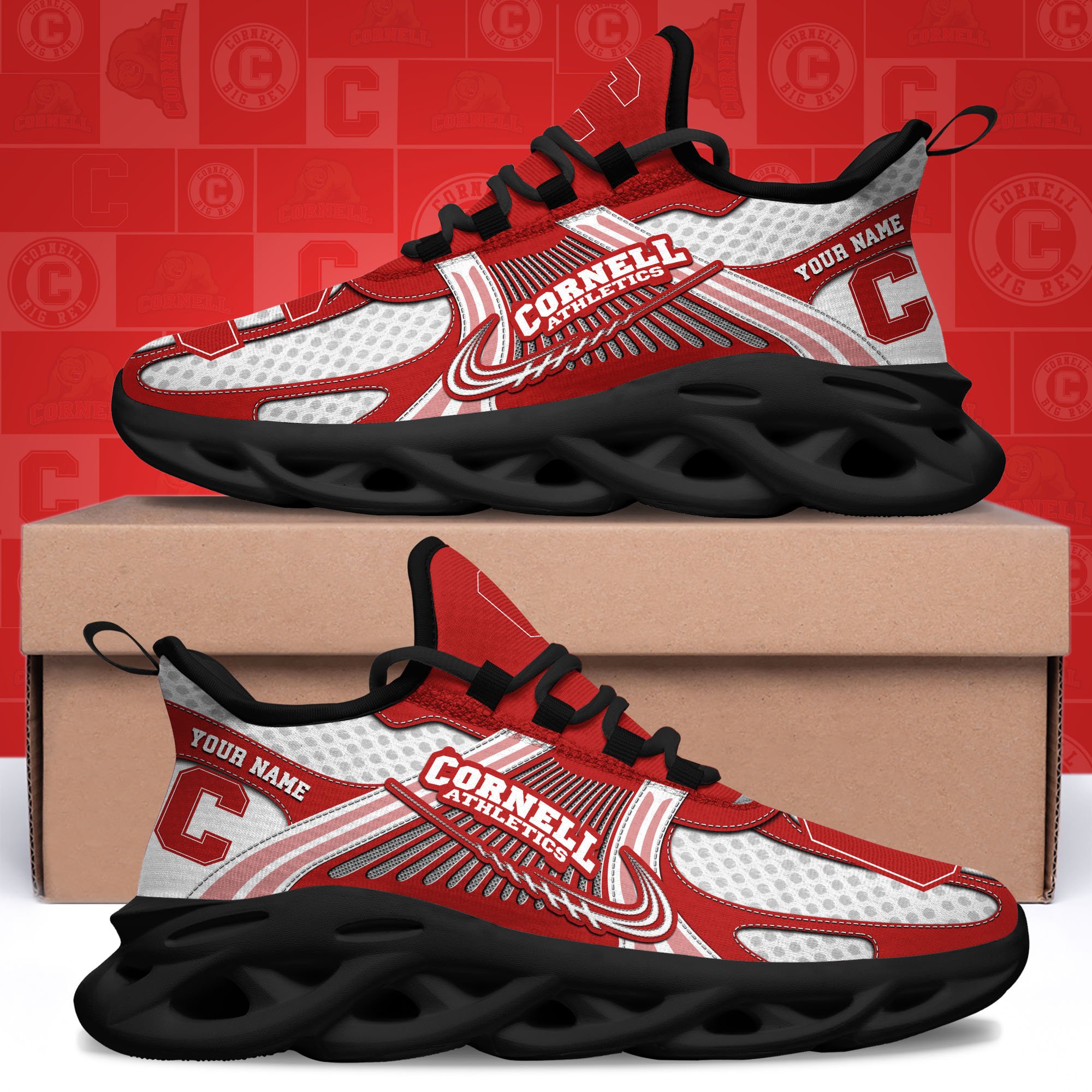 Cornell Big Red Clunky Sneakers Custom Your Name, Sport Sneakers, Sport Gifts For Fan, Gifts For Him