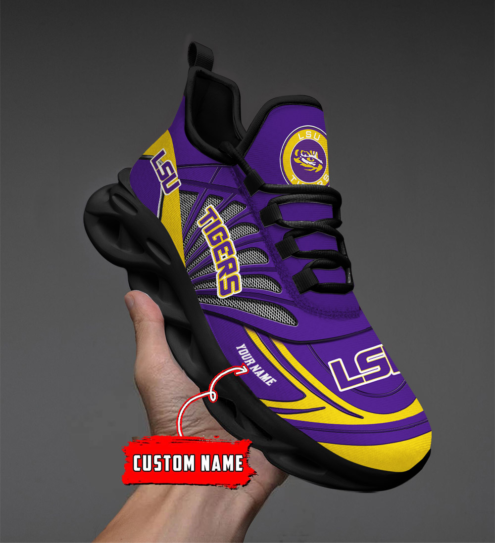 Custom Name 13 LSU Tigers PERSONALIZED MAX SOUL SHOES DS001