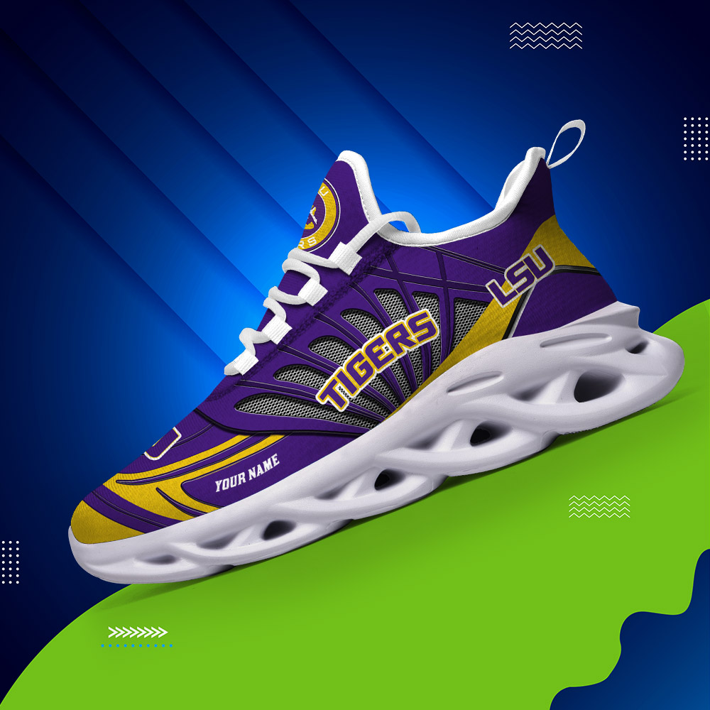Custom Name 13 LSU Tigers PERSONALIZED MAX SOUL SHOES DS001