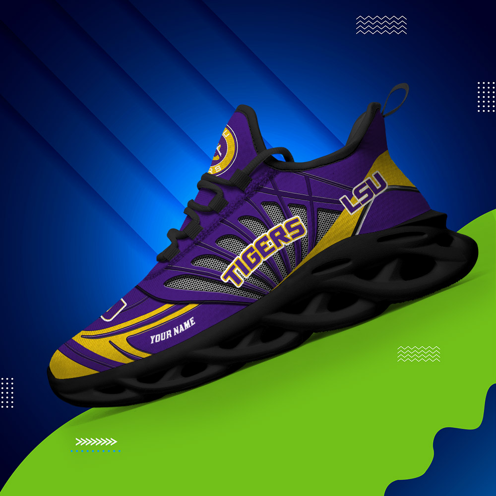 Custom Name 13 LSU Tigers PERSONALIZED MAX SOUL SHOES DS001