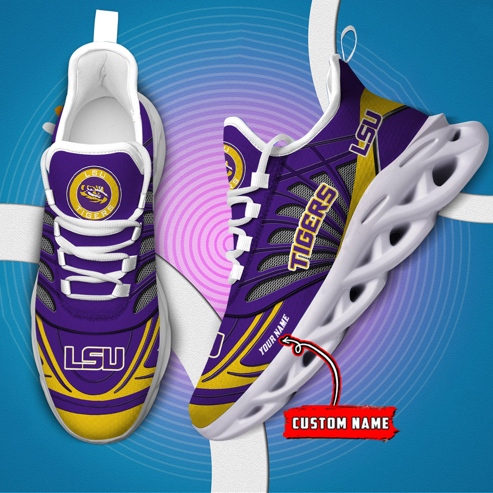 Custom Name 13 LSU Tigers PERSONALIZED MAX SOUL SHOES DS001